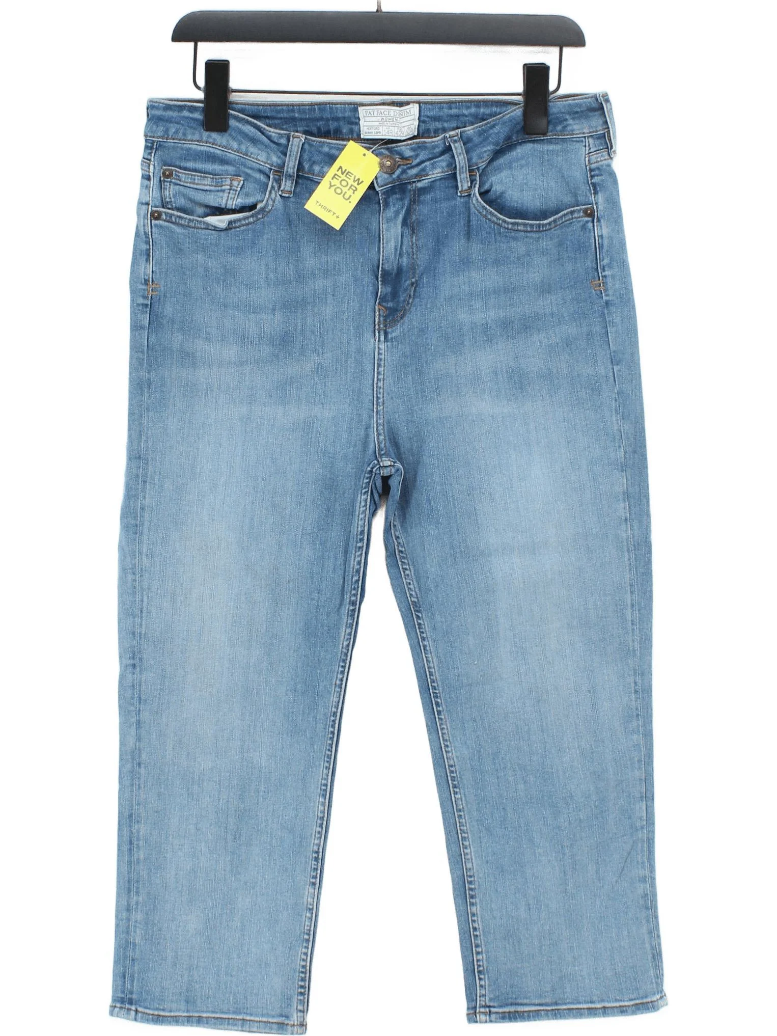 Fat Face Women's Jeans UK 14 Blue Cotton with Polyester, Elastane Cropped