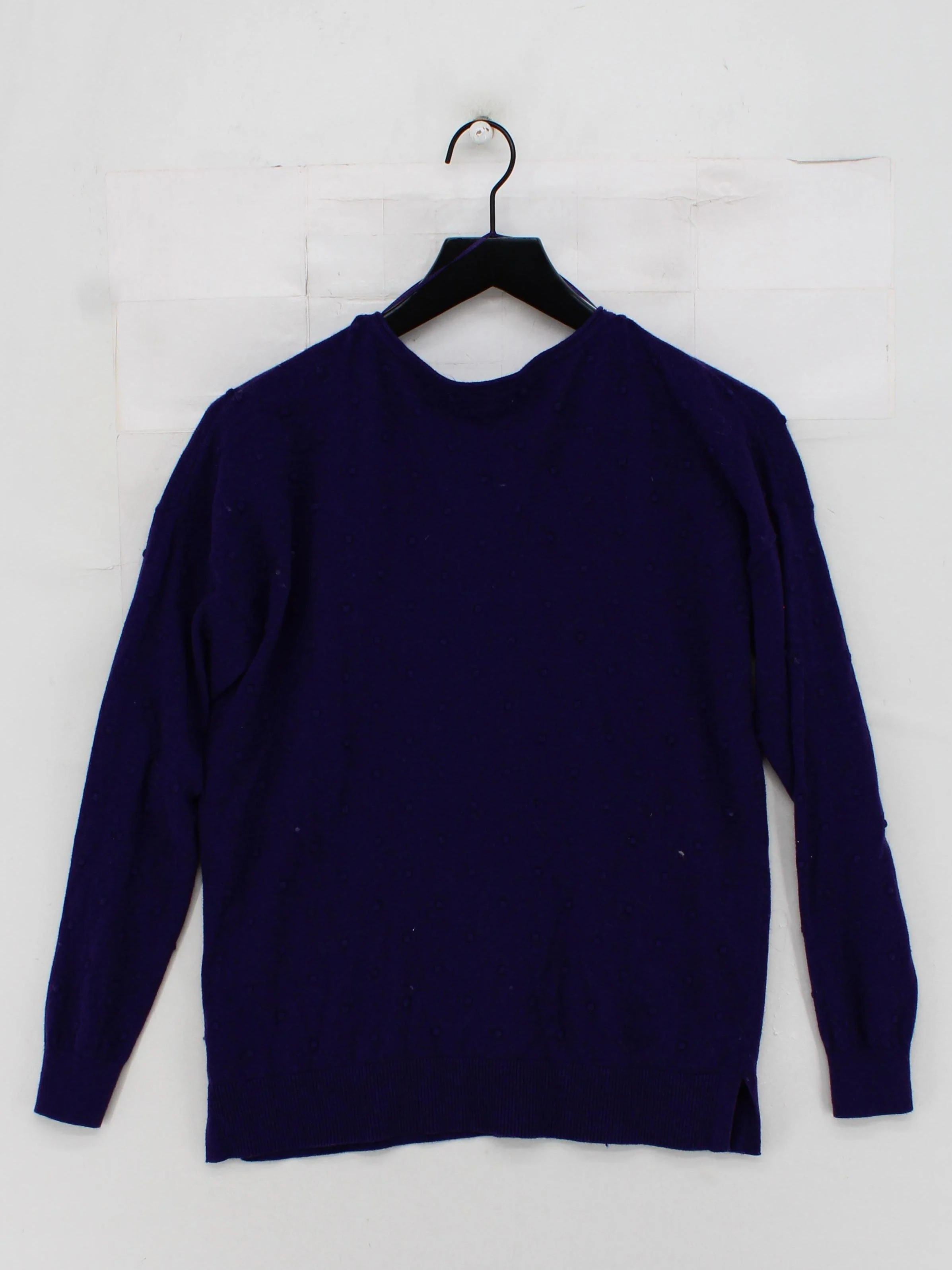 Fat Face Women's Jumper S Purple Cotton with Wool V-Neck Pullover - Image 2