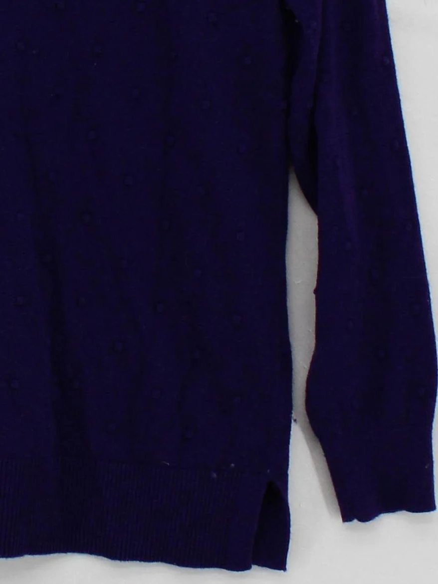 Fat Face Women's Jumper S Purple Cotton with Wool V-Neck Pullover - Image 4