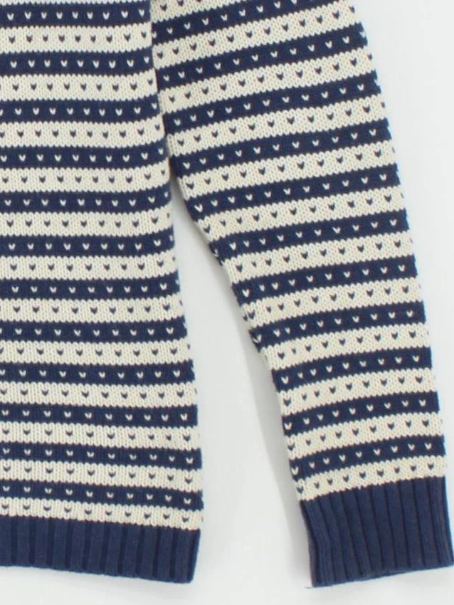 Fat Face Women's Jumper UK 10 Blue Striped 100% Cotton V-Neck Pullover - Image 4