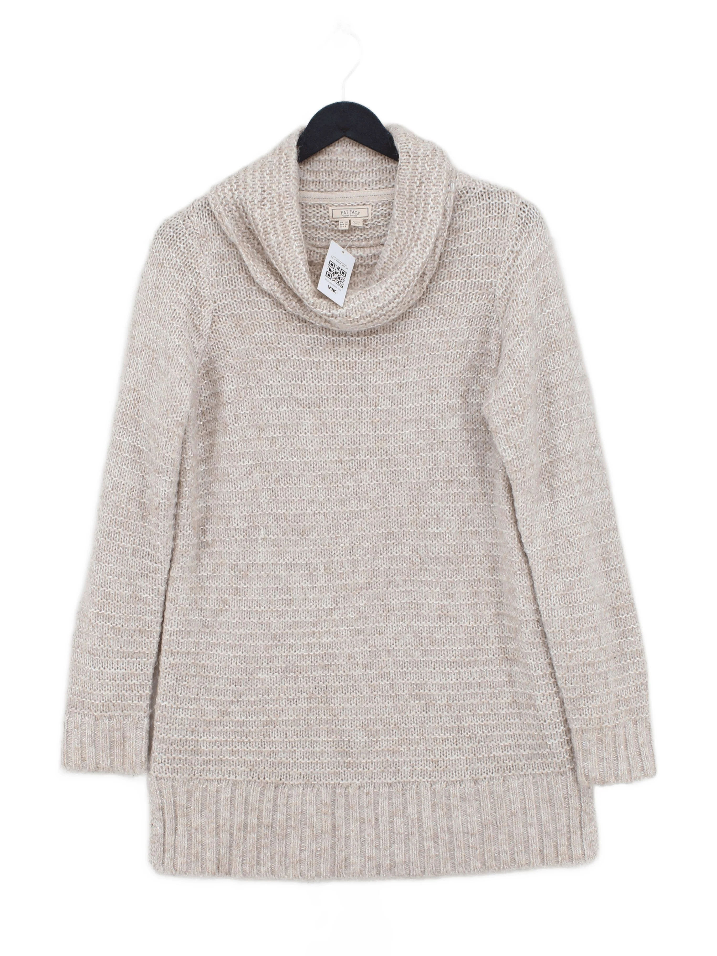 Fat Face Women's Jumper UK 10 Cream 100% Other Roll Neck Pullover