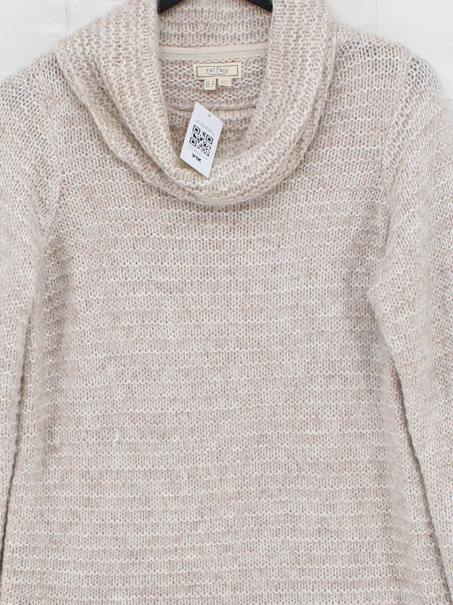 Fat Face Women's Jumper UK 10 Cream 100% Other Roll Neck Pullover - Image 3