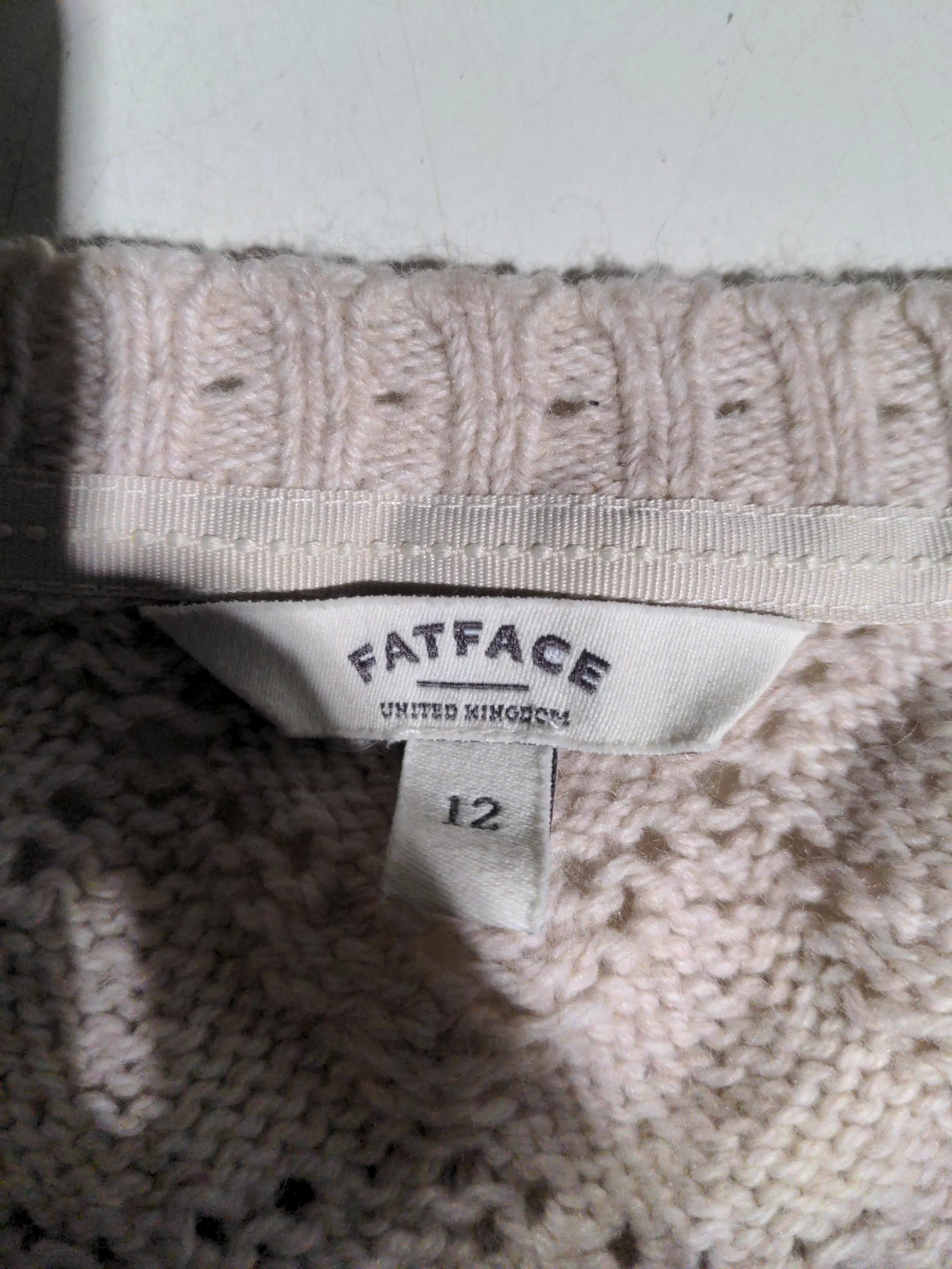 Fat Face Women's Jumper UK 12 Cream Acrylic with Wool, Nylon Pullover - Image 6