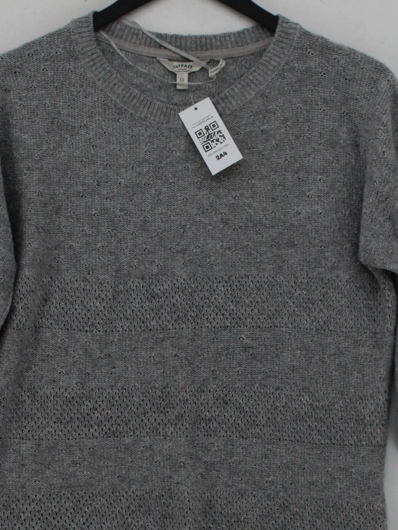 Fat Face Women's Jumper UK 12 Grey 100% Wool Crew Neck Pullover - Image 3