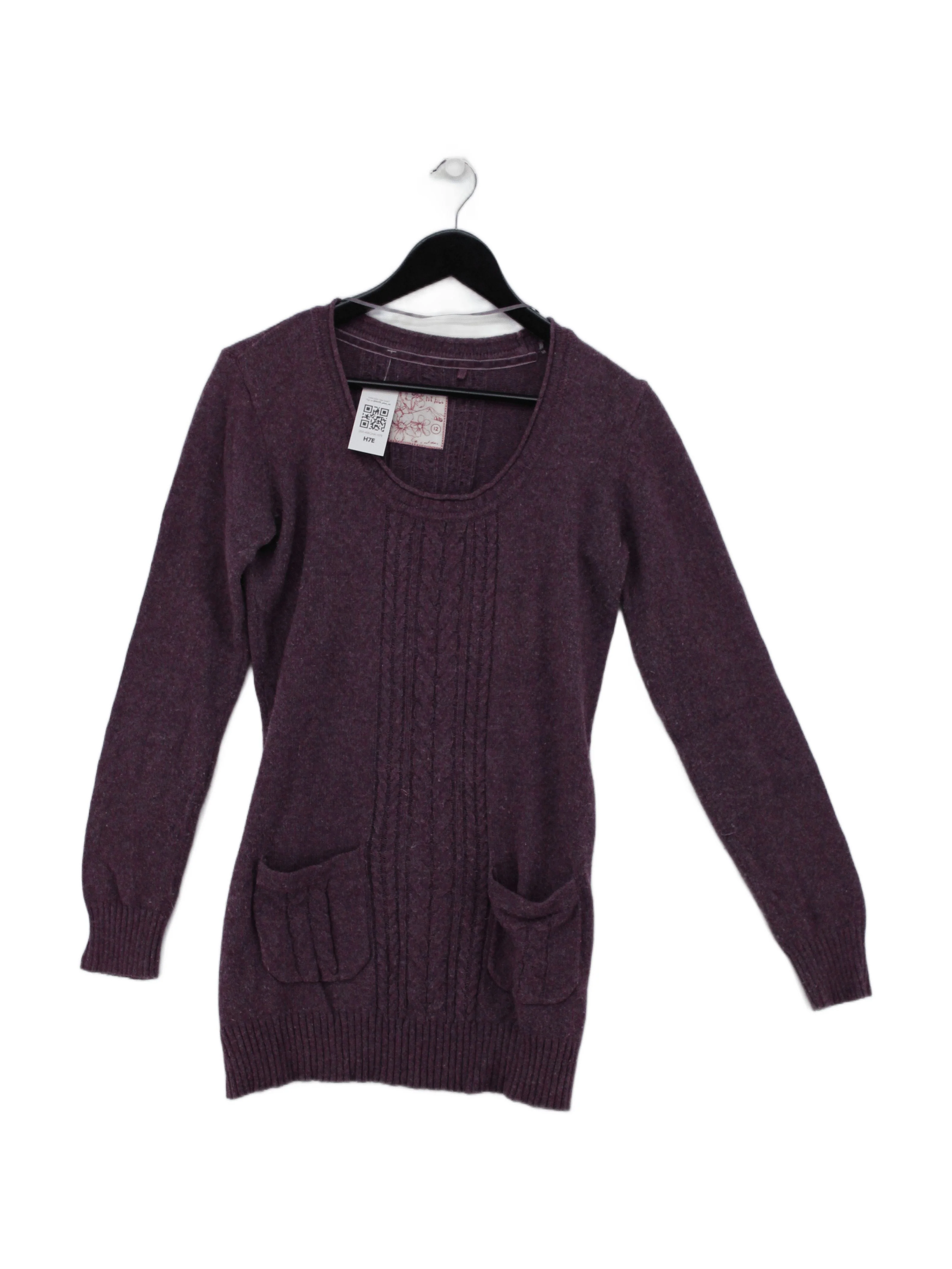 Fat Face Women's Jumper UK 12 Purple Cotton with Nylon, Angora Pullover