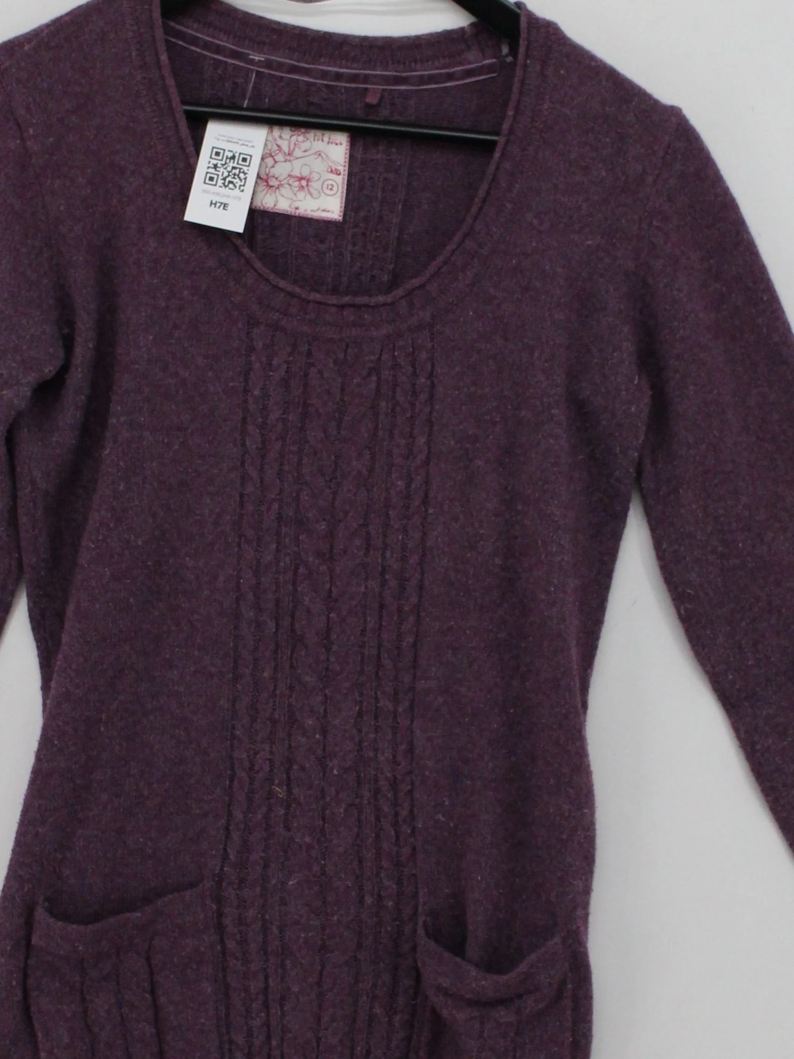 Fat Face Women's Jumper UK 12 Purple Cotton with Nylon, Angora Pullover - Image 3