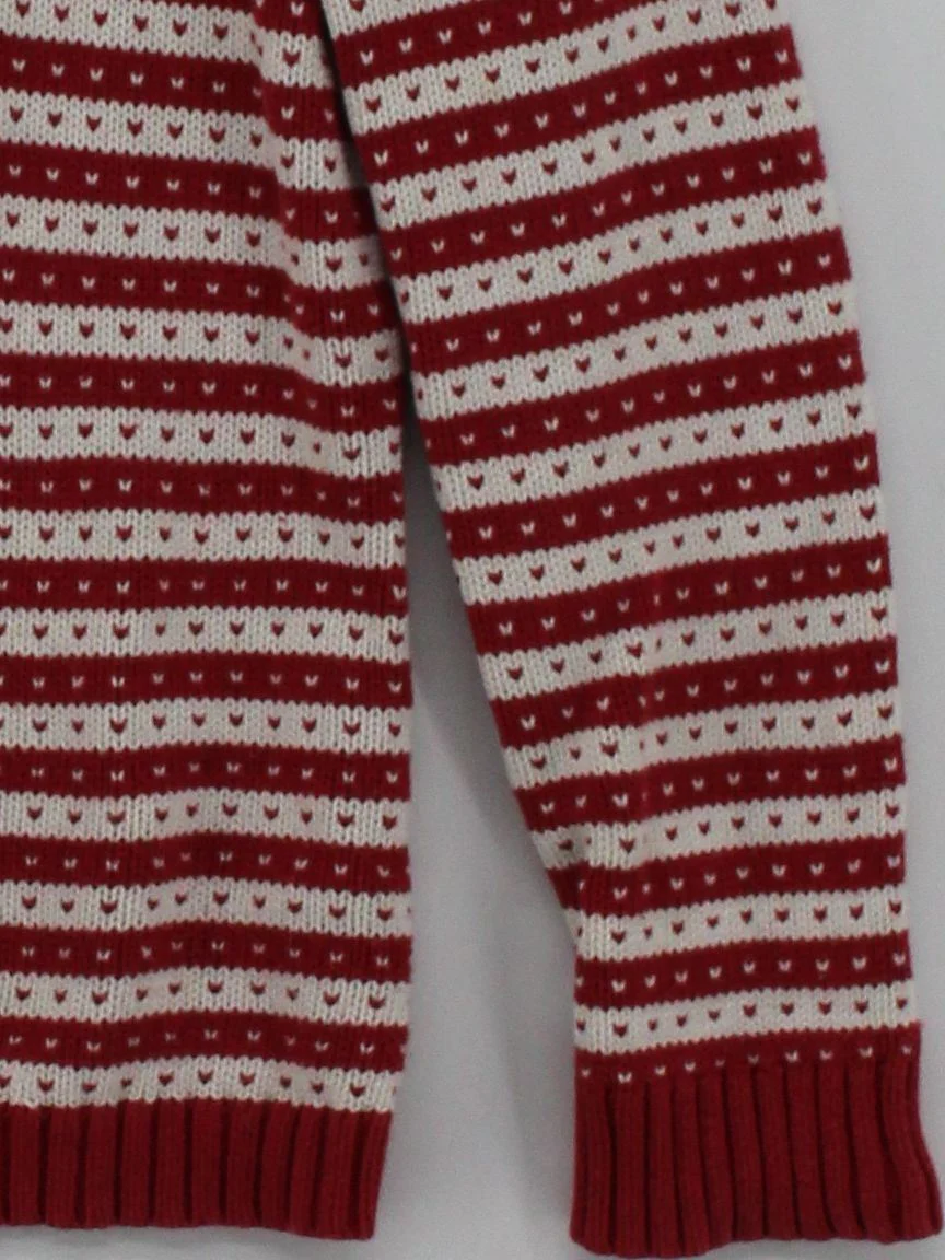 Fat Face Women's Jumper UK 12 Red Striped Wool with Nylon Crew Neck Pullover - Image 4