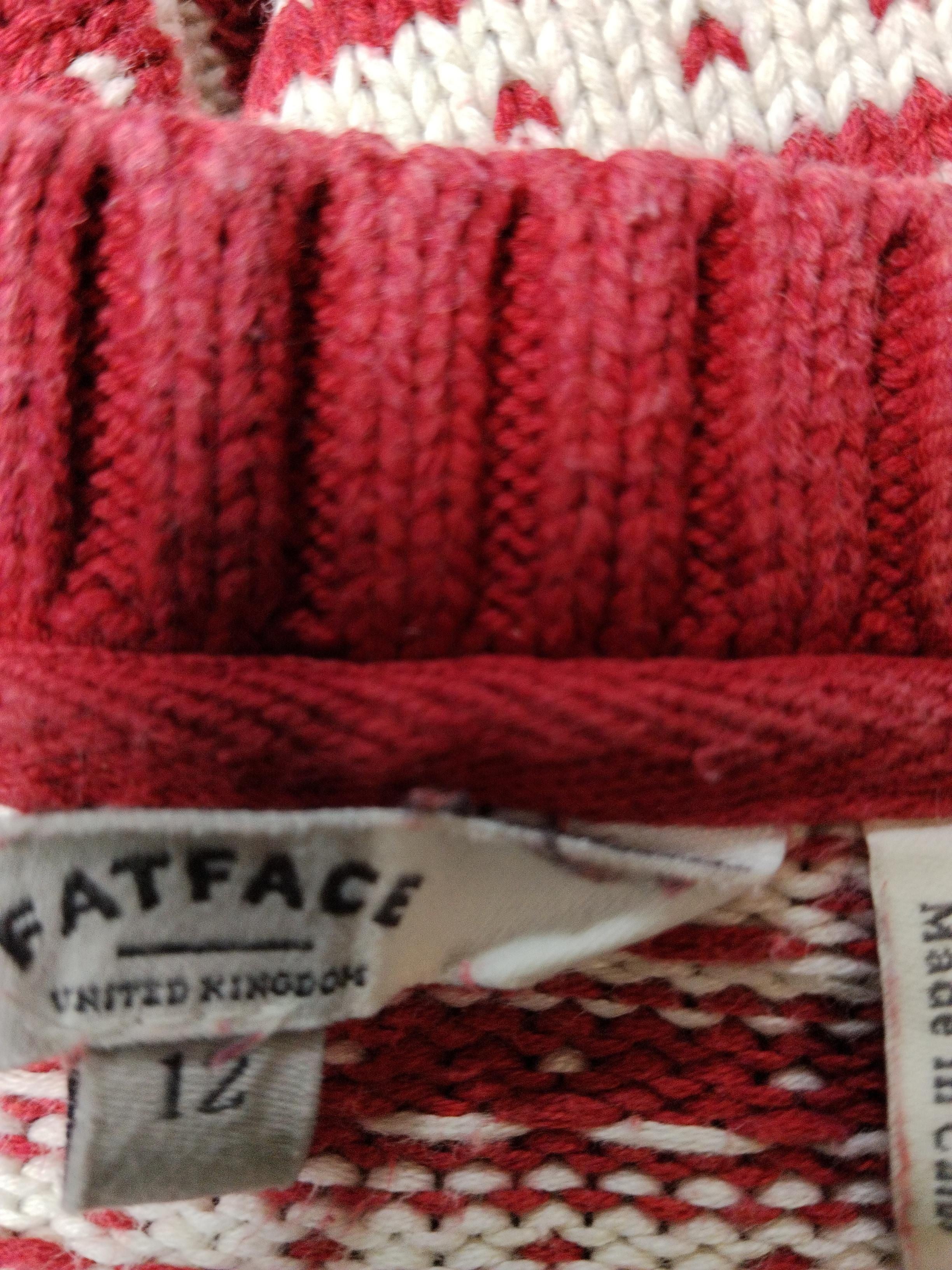 Fat Face Women's Jumper UK 12 Red Striped Wool with Nylon Crew Neck Pullover - Image 5