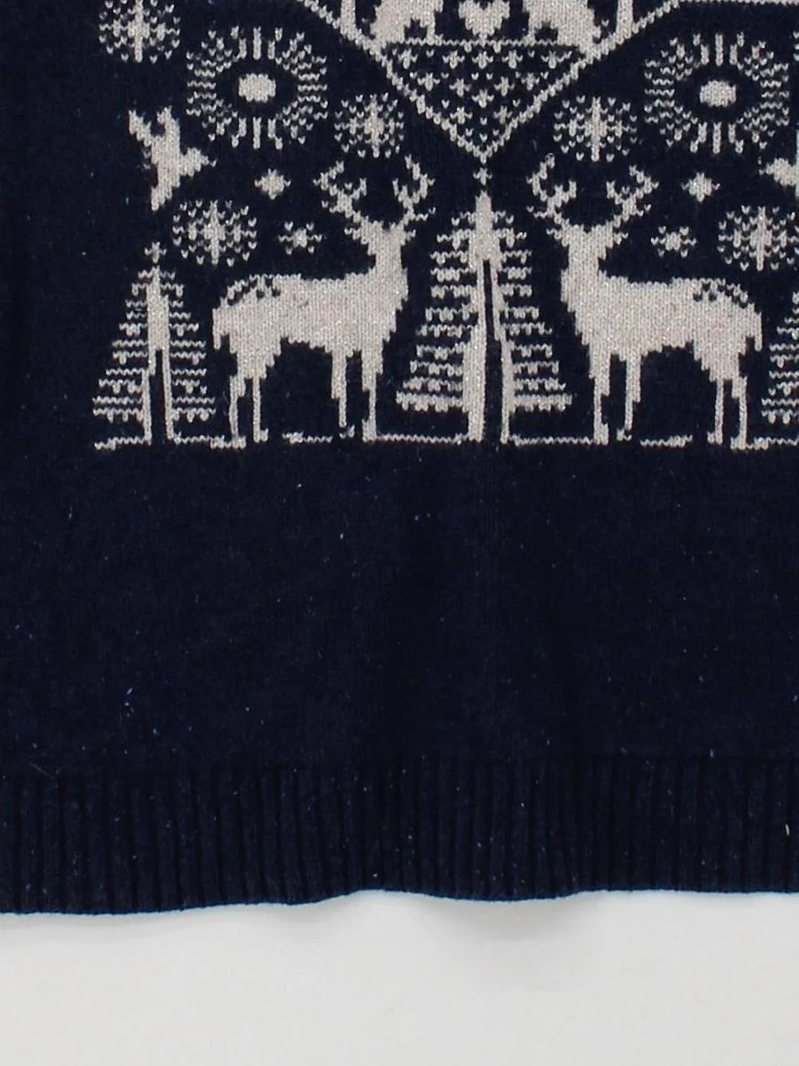 Fat Face Women's Jumper UK 14 Blue Animal Print 100% Wool Round Neck Pullover - Image 4