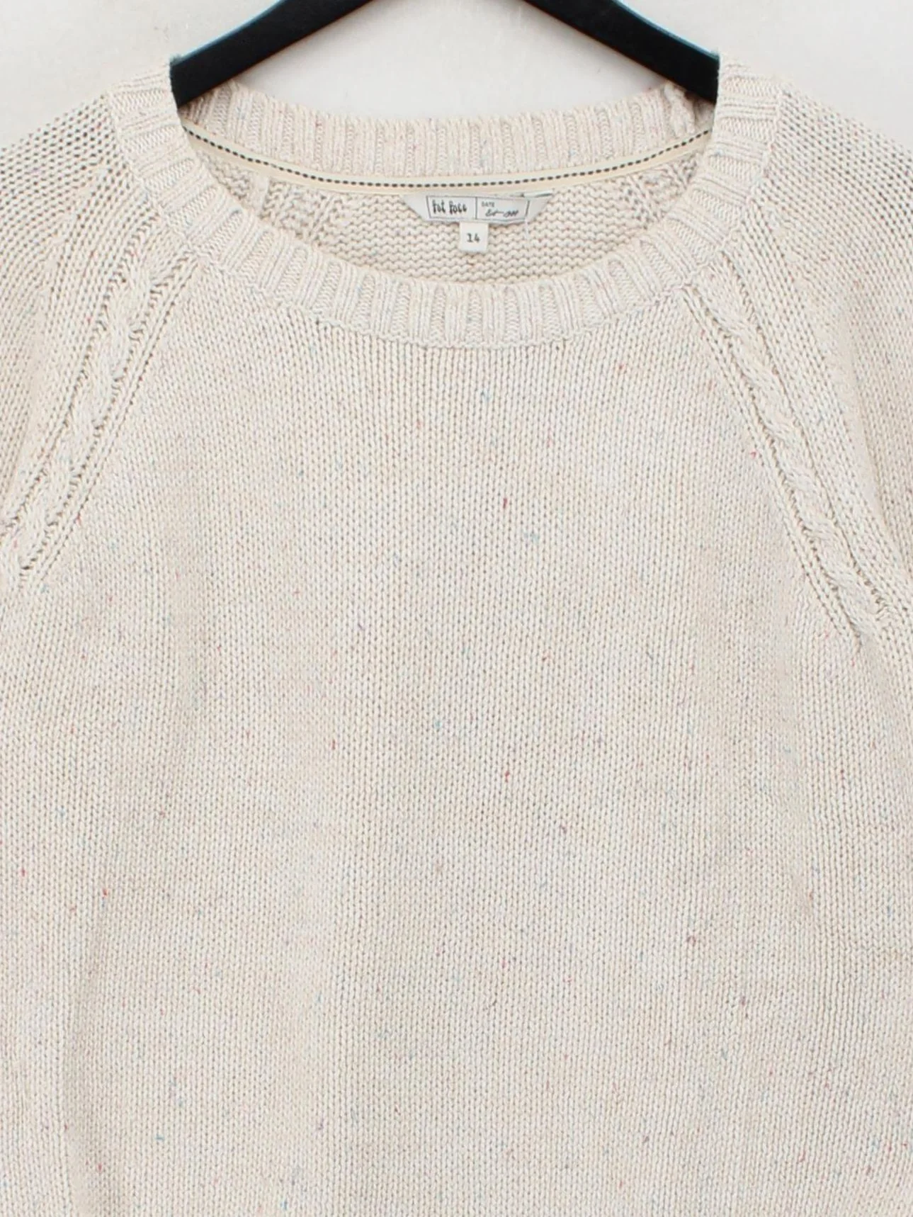 Fat Face Women's Jumper UK 14 Cream Cotton with Acrylic Crew Neck Pullover - Image 3