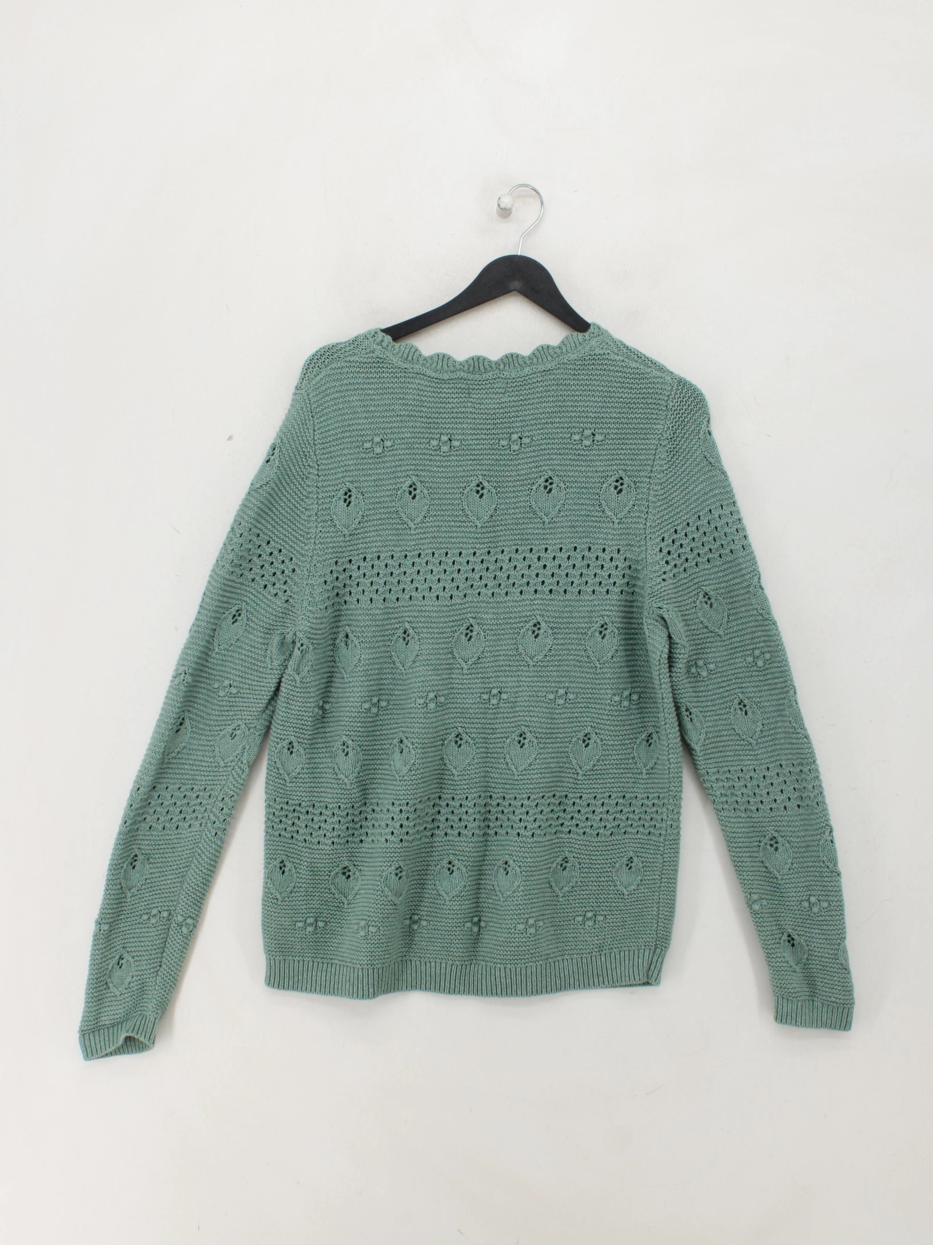 Fat Face Women's Jumper UK 14 Green 100% Cotton Round Neck Pullover - Image 2