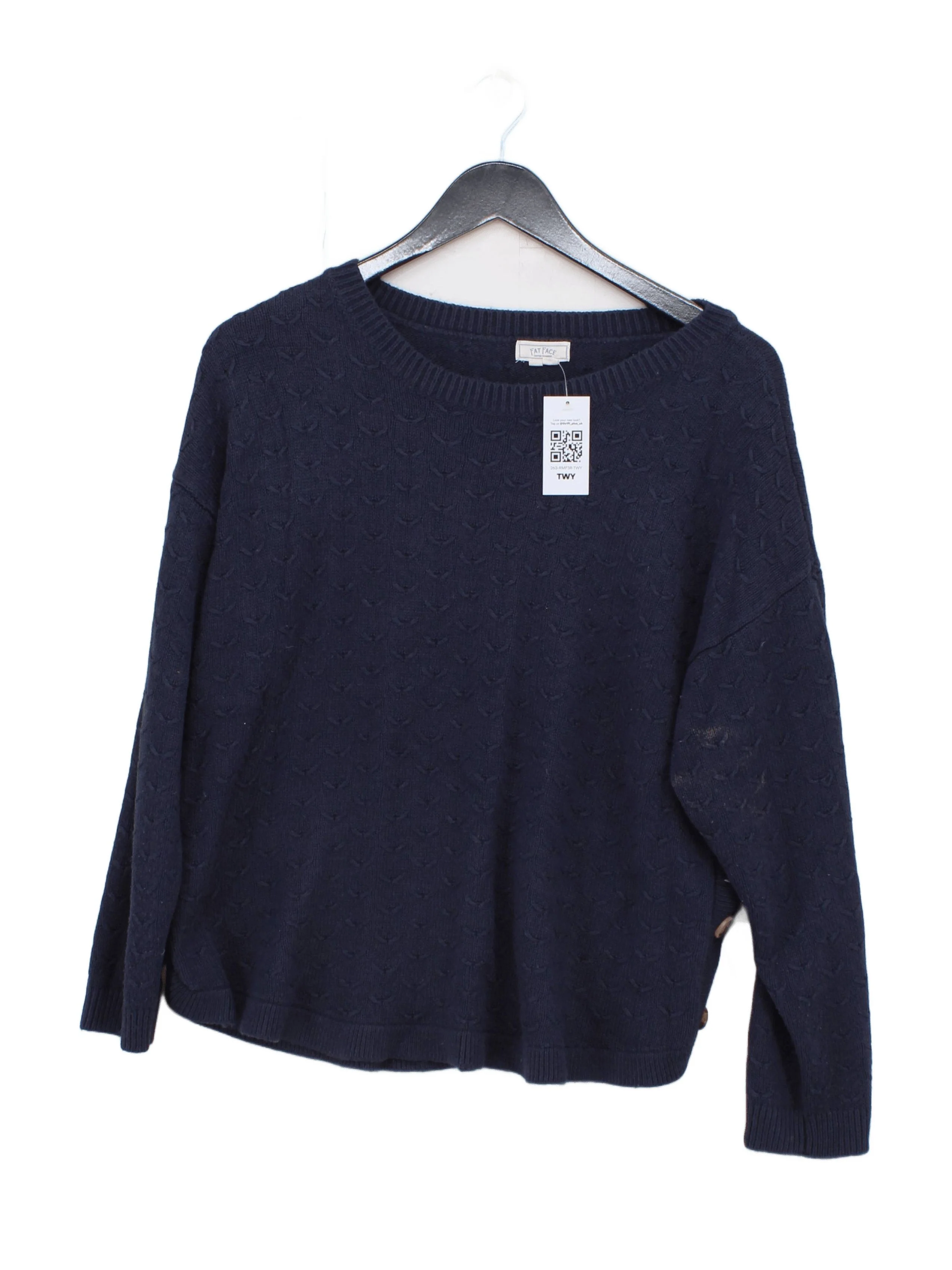 Fat Face Women's Jumper UK 16 Blue Viscose with Acrylic Pullover