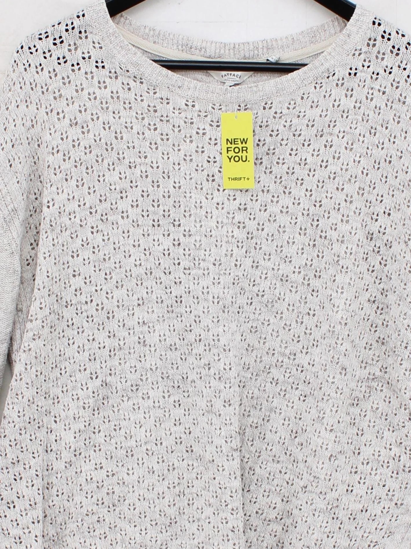 Fat Face Women's Jumper UK 16 Cream Cotton with Acrylic, Linen Pullover - Image 3