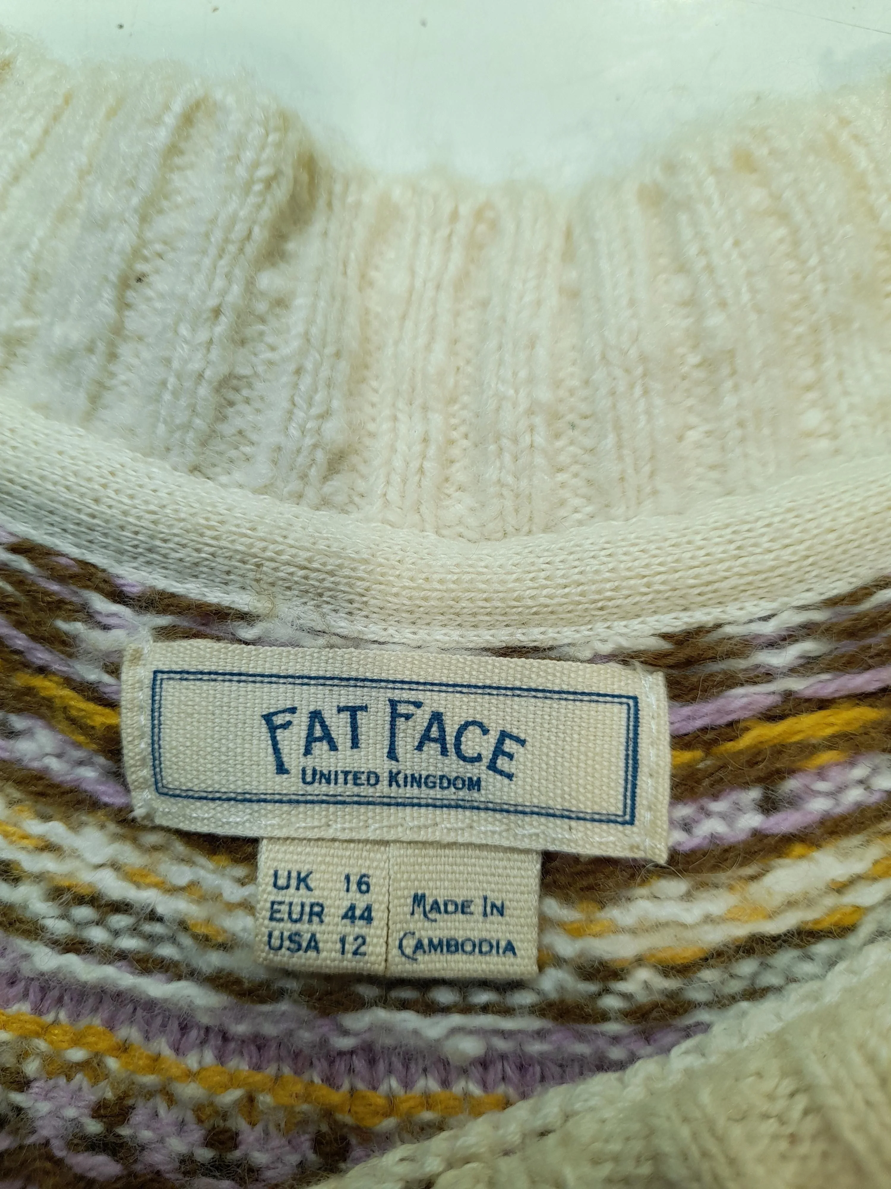 Fat Face Women's Jumper UK 16 Multi Cotton - Image 5