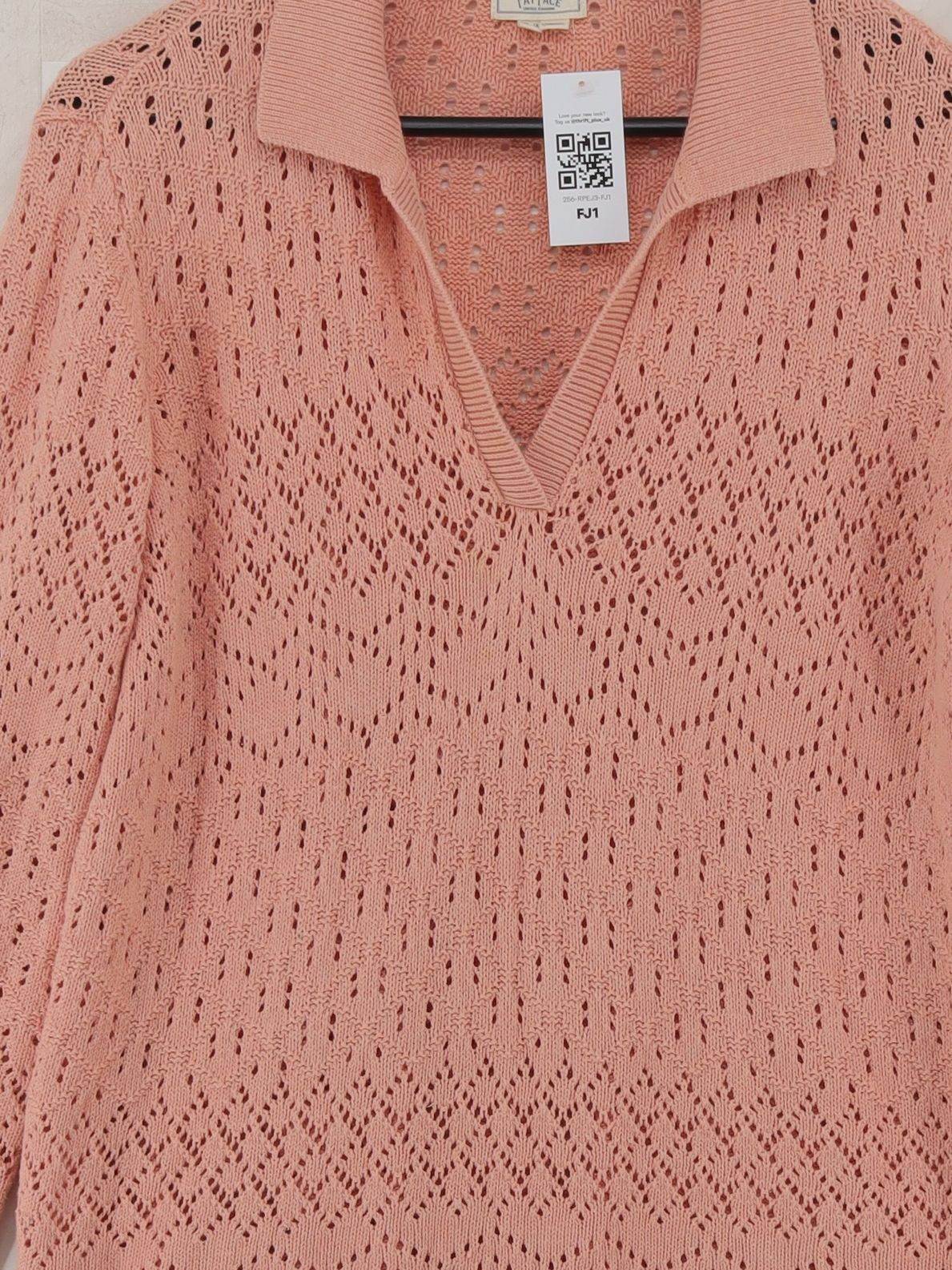Fat Face Women's Jumper UK 16 Pink 100% Cotton Collared Pullover - Image 3