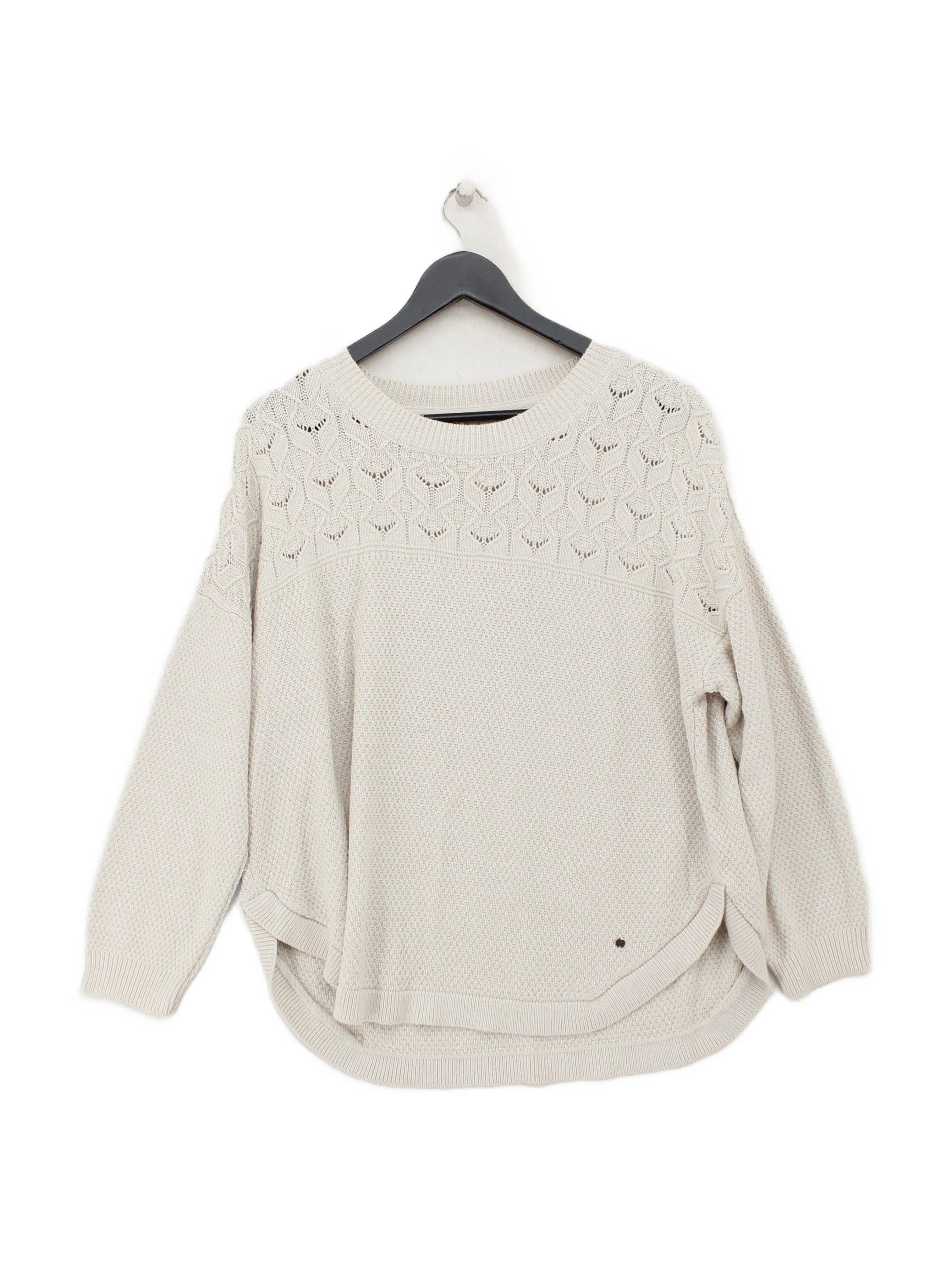 Fat Face Women's Jumper UK 18 Cream Viscose with Acrylic Crew Neck Pullover