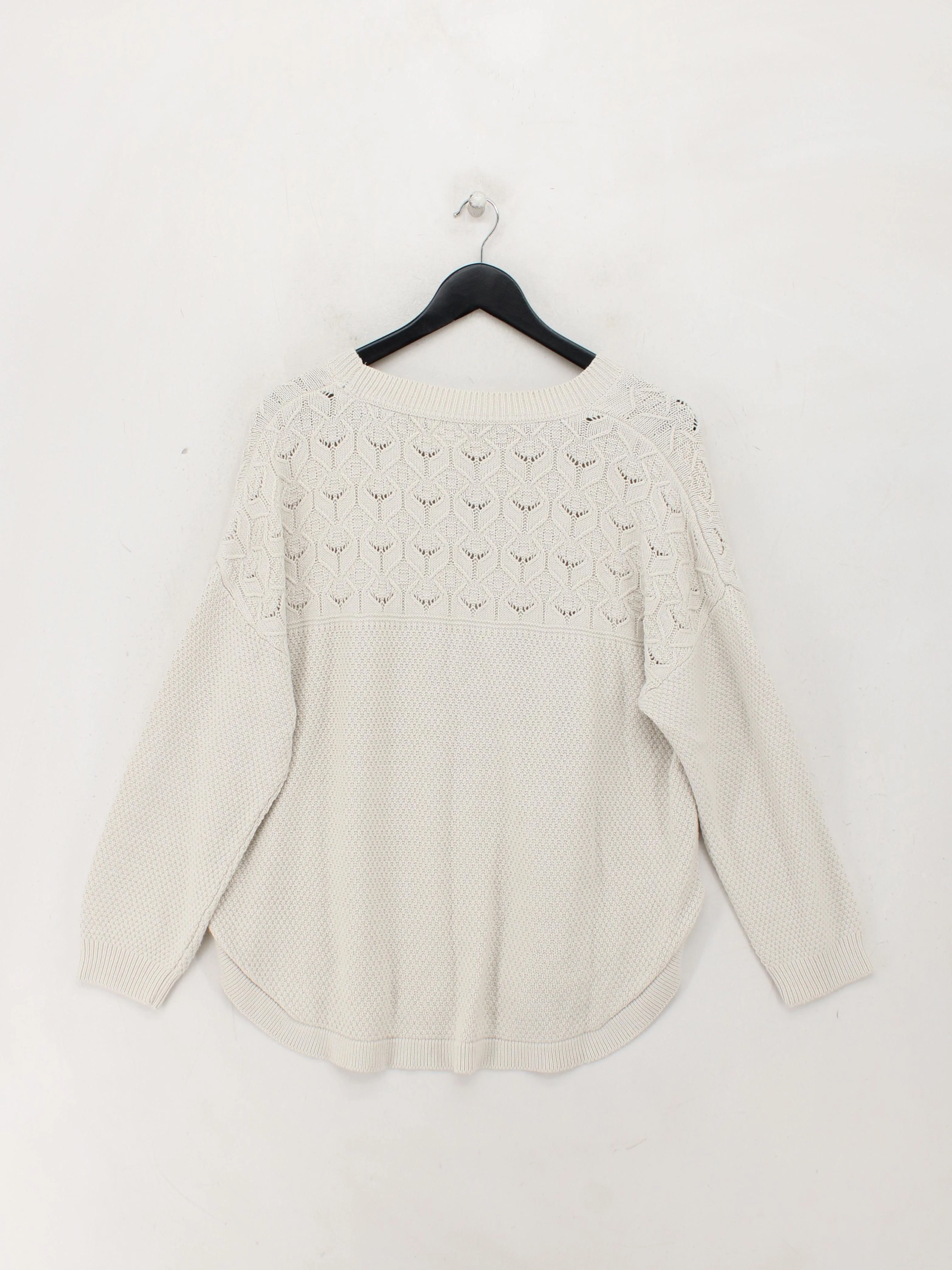 Fat Face Women's Jumper UK 18 Cream Viscose with Acrylic Crew Neck Pullover - Image 2