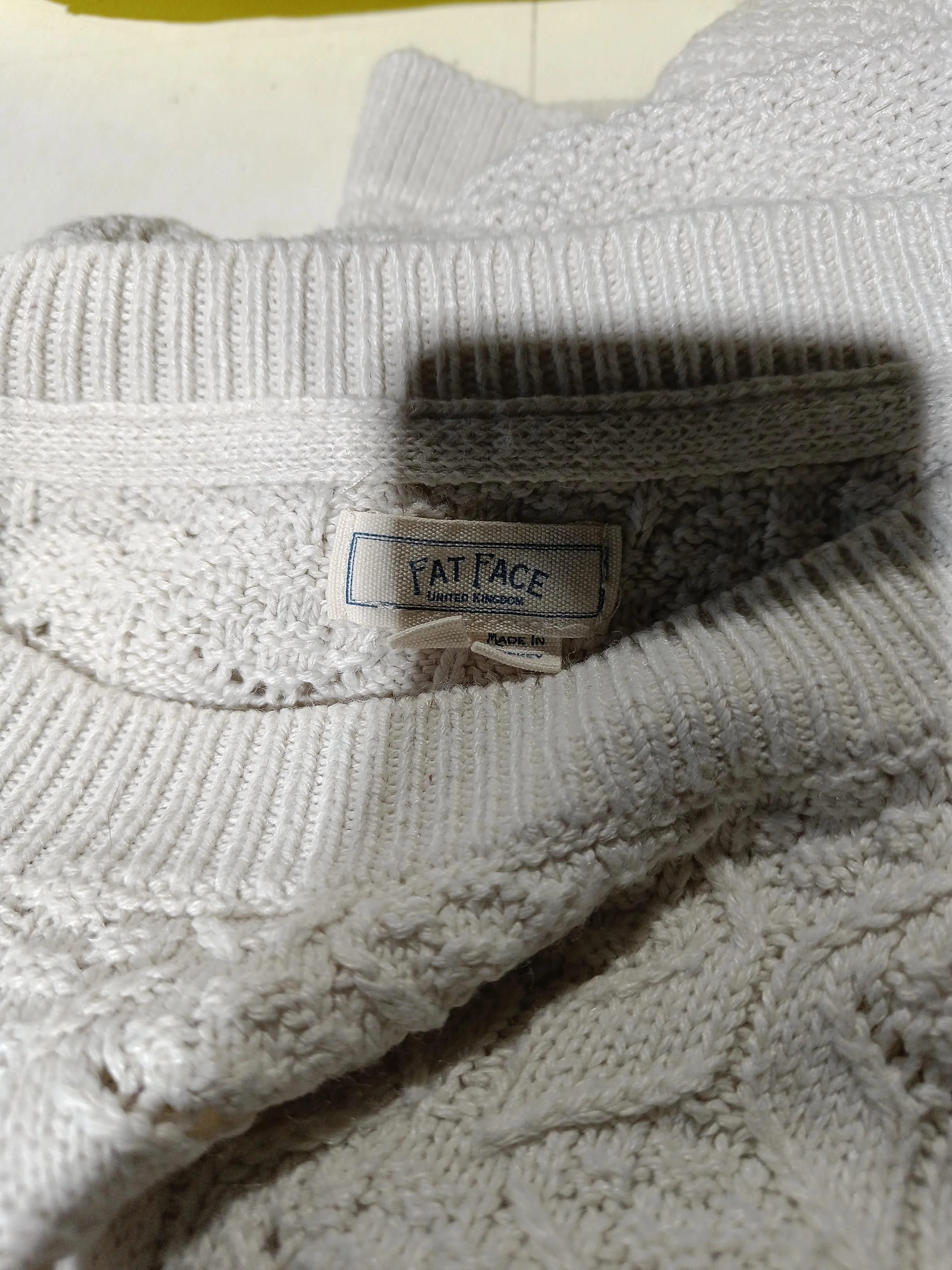 Fat Face Women's Jumper UK 18 Cream Viscose with Acrylic Crew Neck Pullover - Image 5