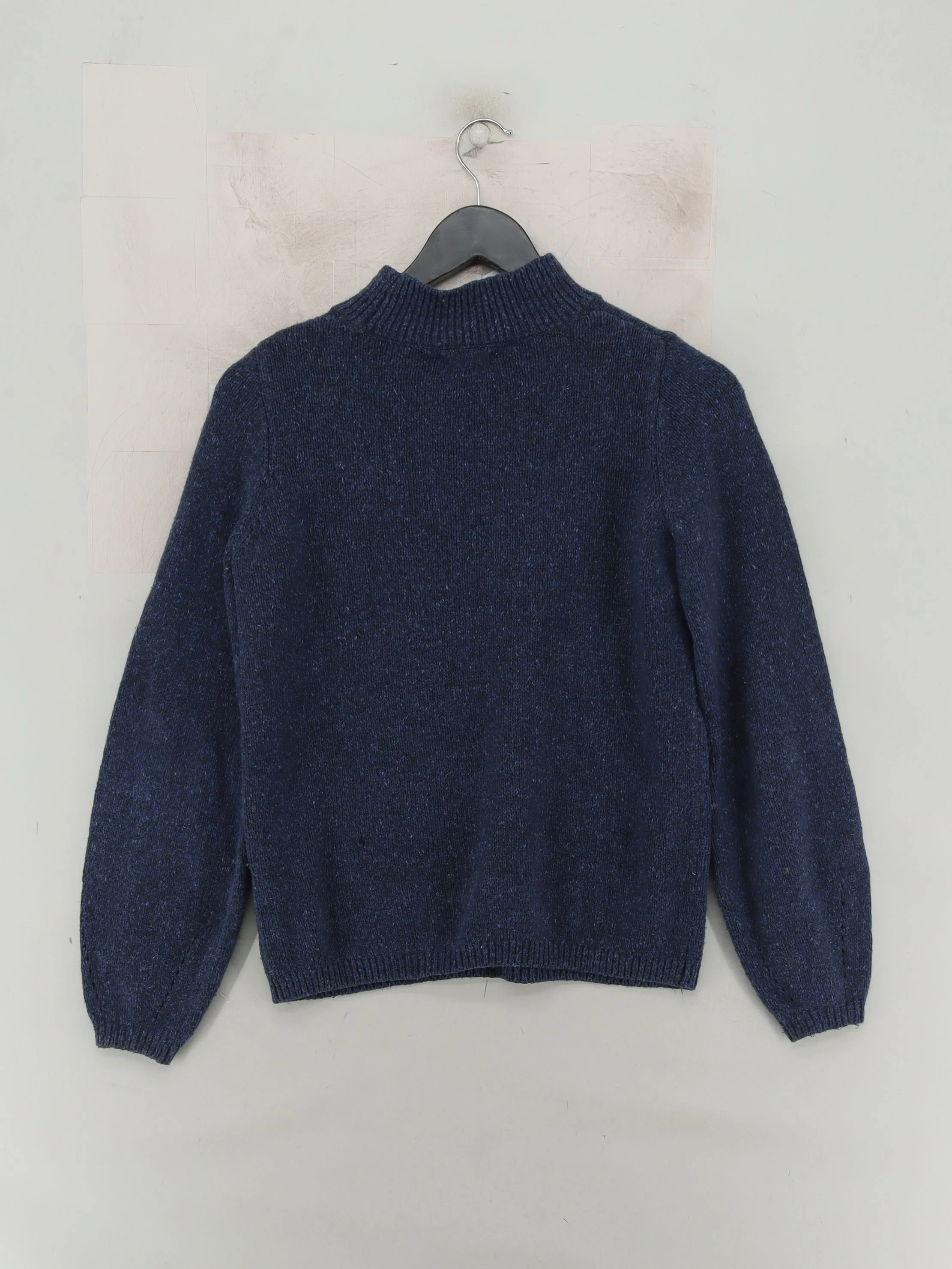 Fat Face Women's Jumper UK 8 Blue Cotton with Acrylic Mock Neck Pullover - Image 2