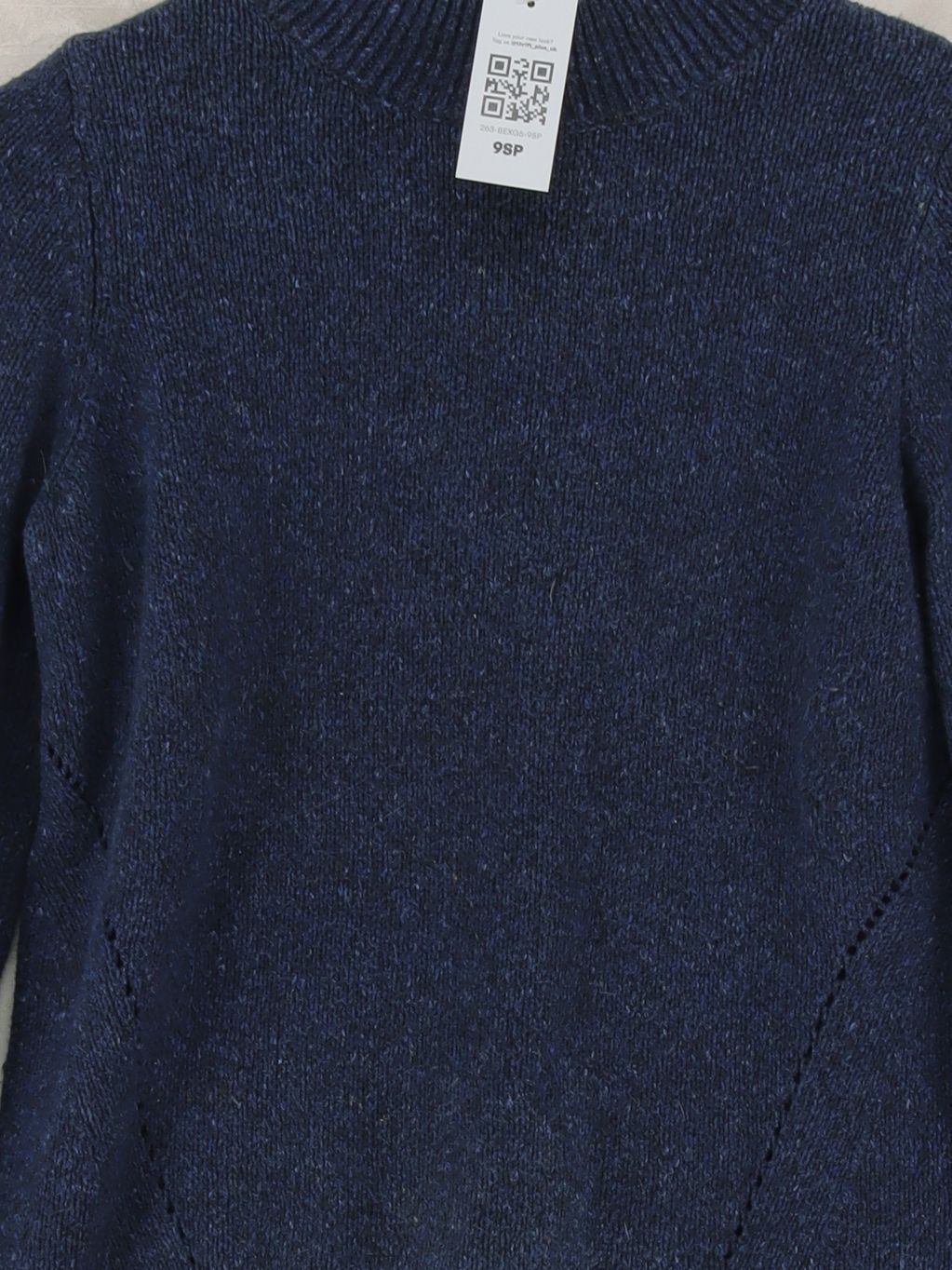 Fat Face Women's Jumper UK 8 Blue Cotton with Acrylic Mock Neck Pullover - Image 3