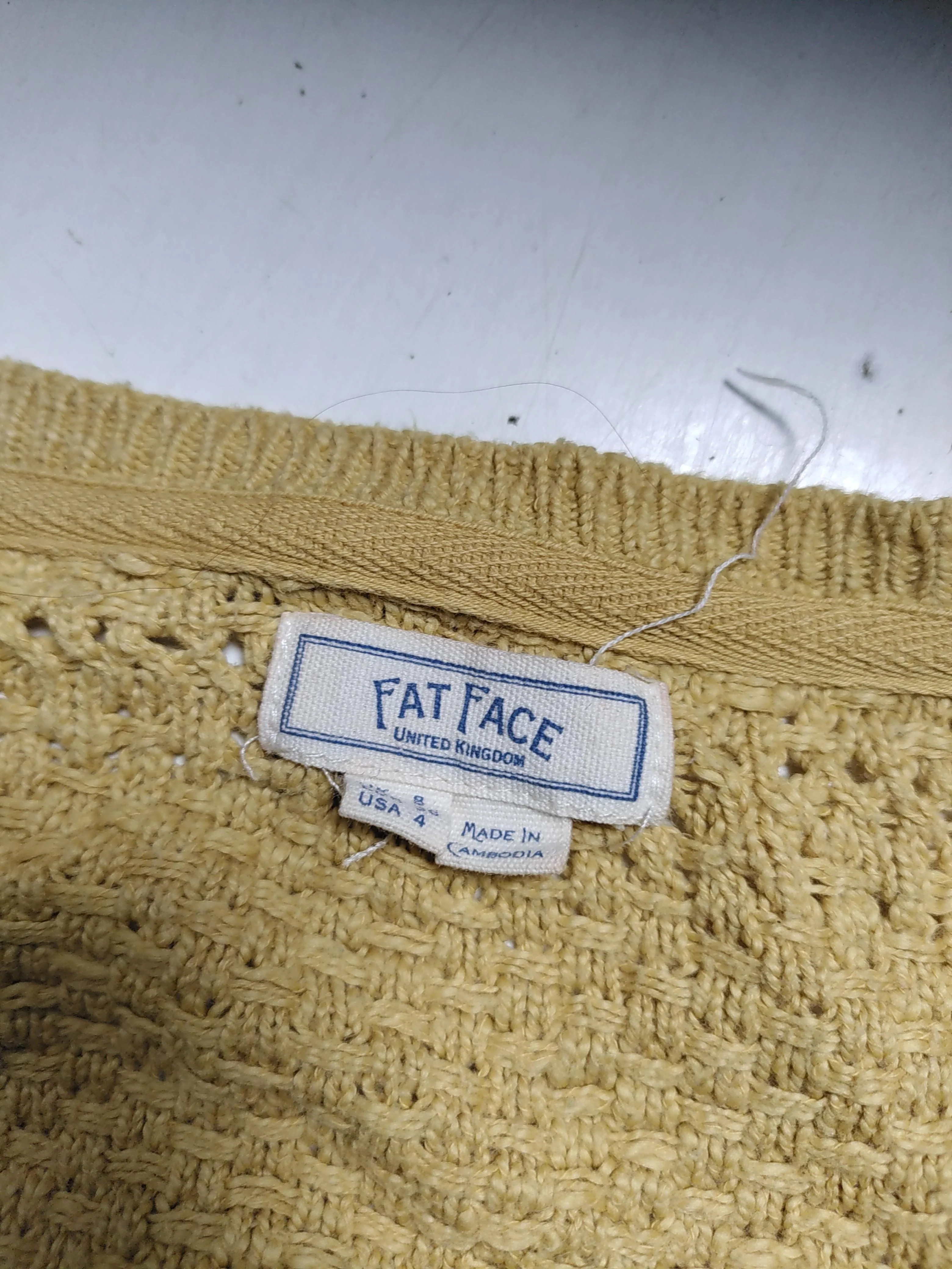 Fat Face Women's Jumper UK 8 Tan 100% Cotton V-Neck Pullover - Image 5