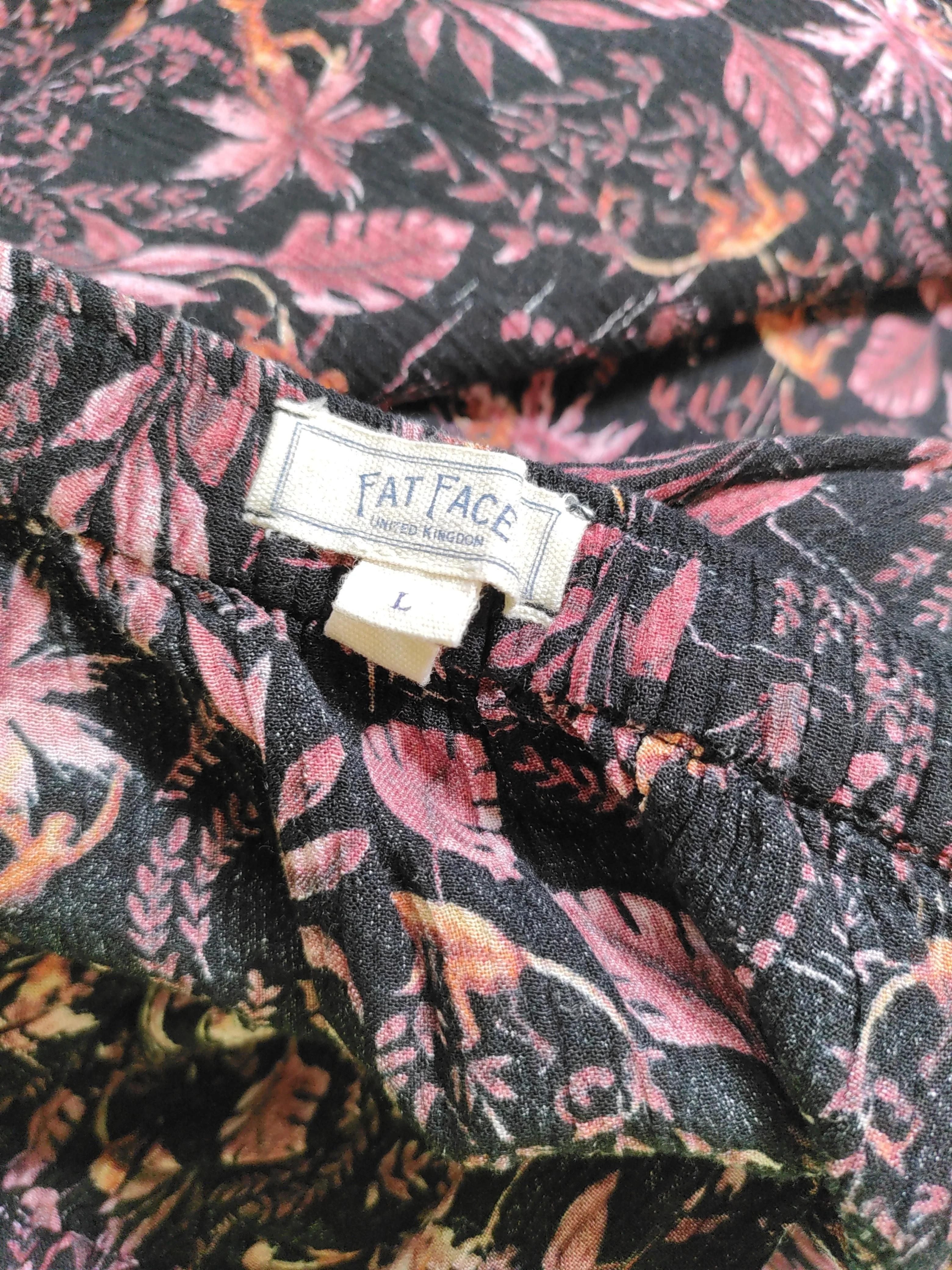 Fat Face Women's Midi Skirt L Black Floral 100% Viscose Midi A-Line - Image 5