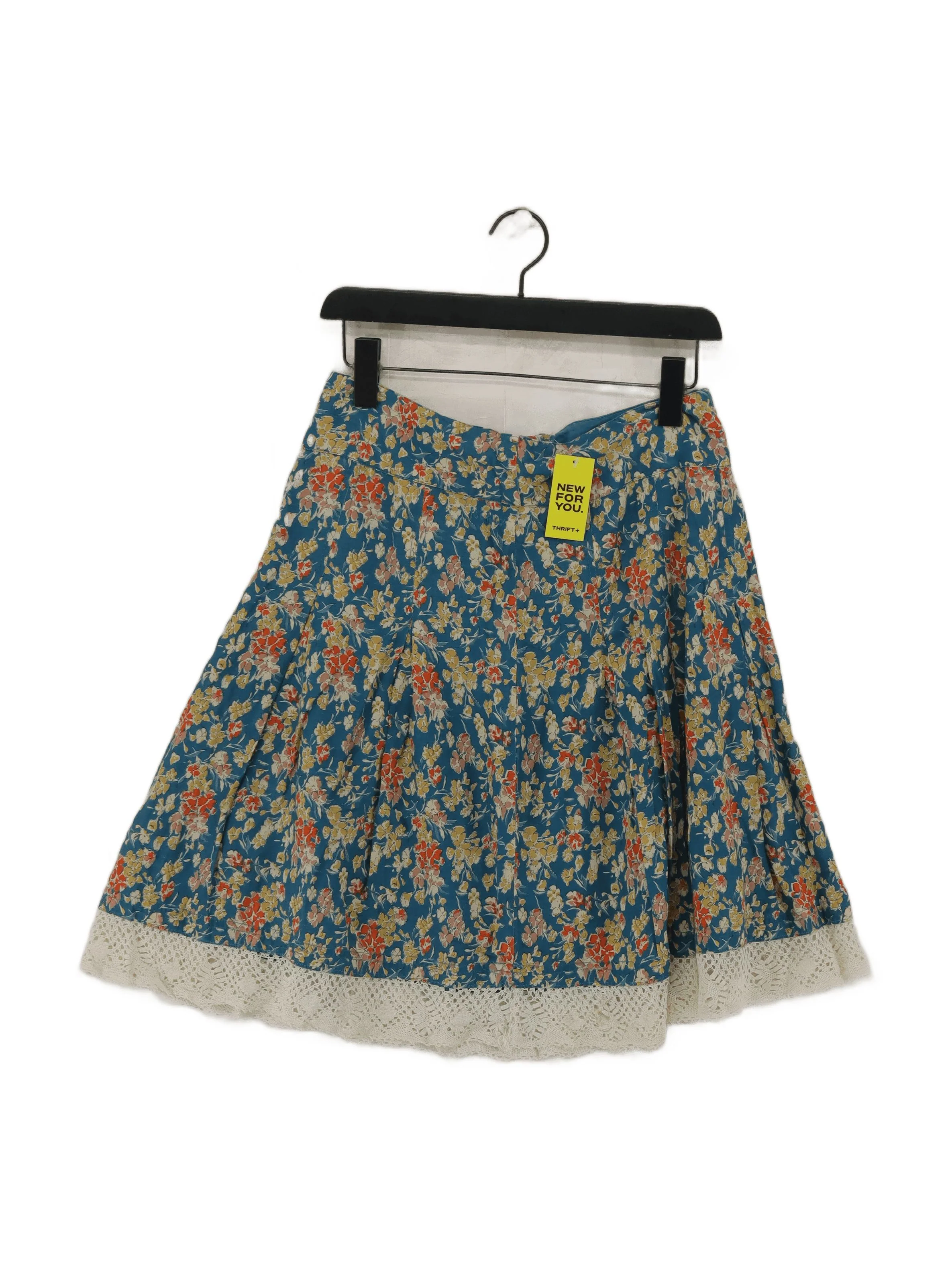 Fat Face Women's Mini Skirt S Blue Floral 100% Cotton Short Mini