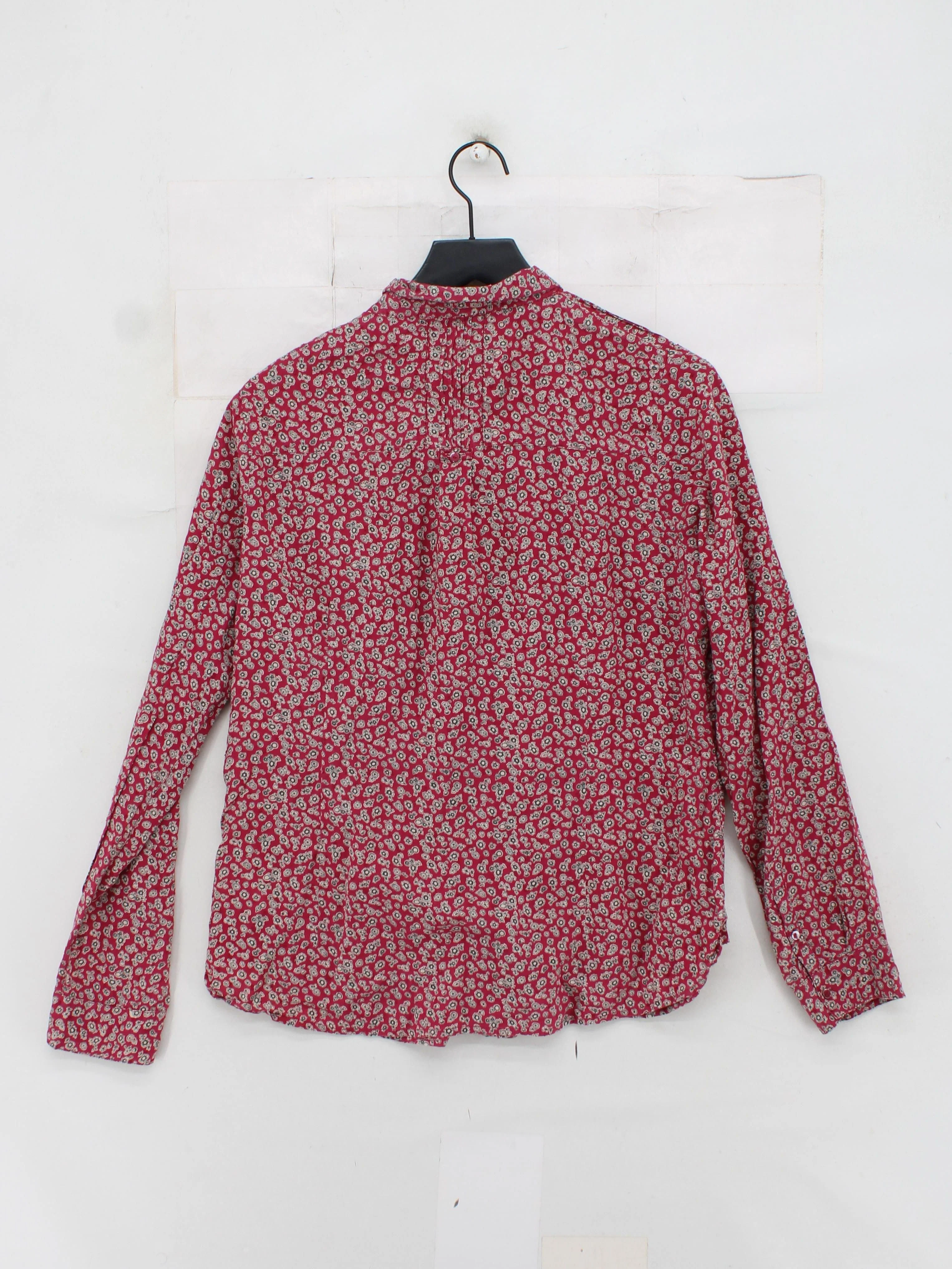 Fat Face Women's Shirt L Red Floral 100% Cotton Long Sleeve Collared Basic - Image 2