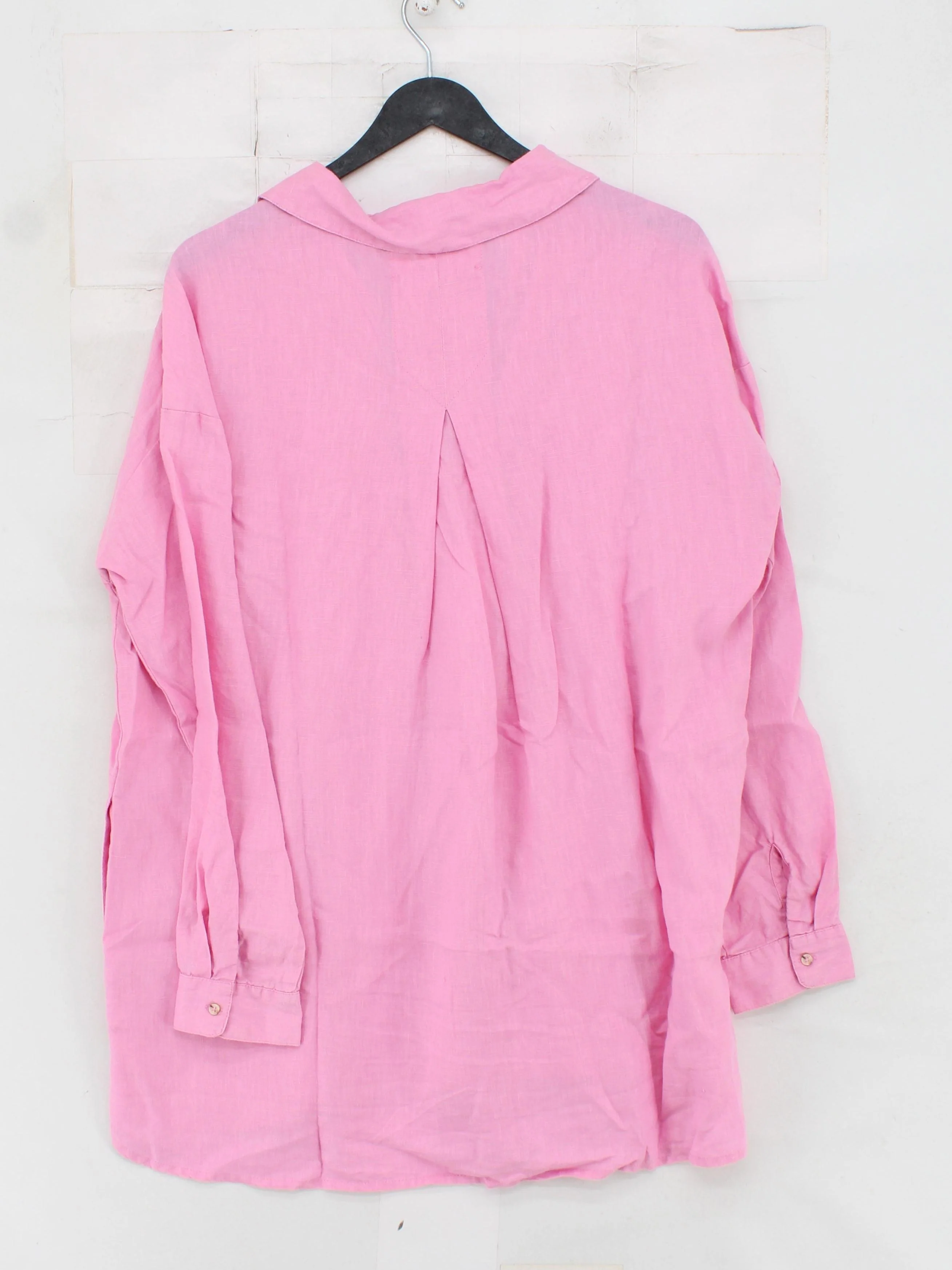 Fat Face Women's Shirt UK 12 Pink 100% Linen Long Sleeve Collared Basic - Image 2