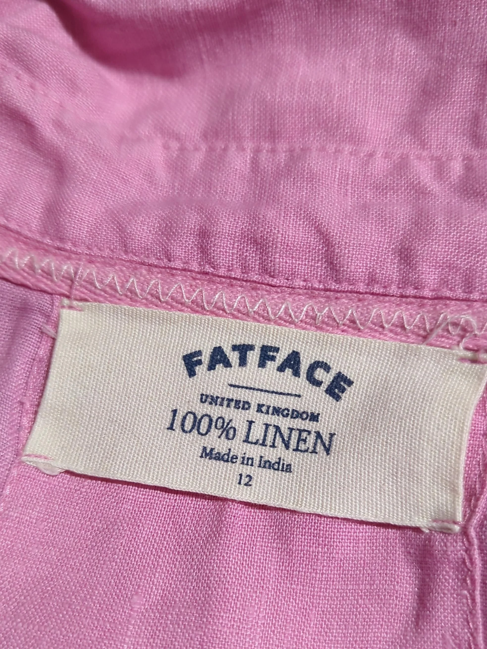 Fat Face Women's Shirt UK 12 Pink 100% Linen Long Sleeve Collared Basic - Image 5