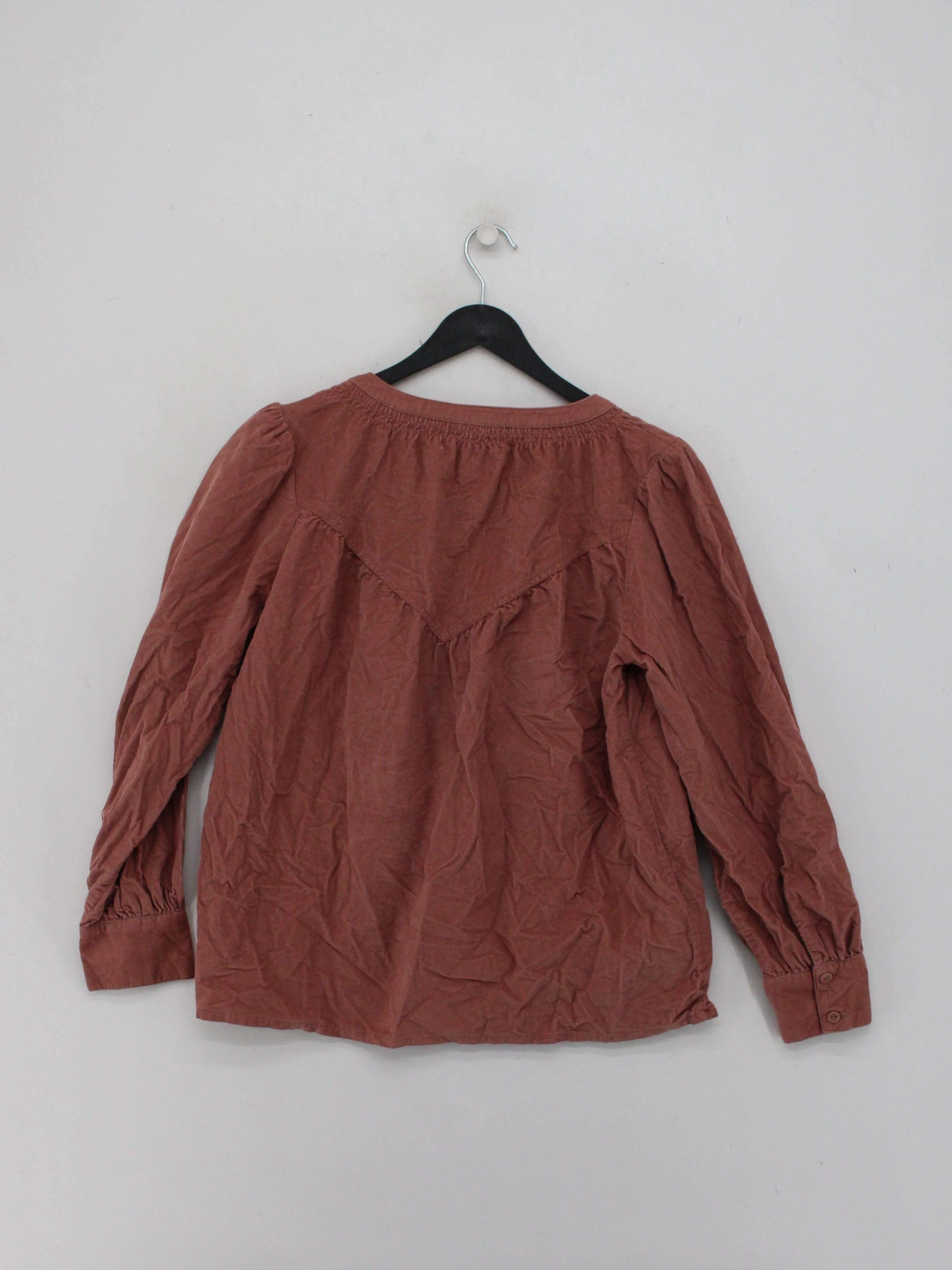 Fat Face Women's Shirt UK 12 Red 100% Cotton Long Sleeve Round Neck Basic - Image 2