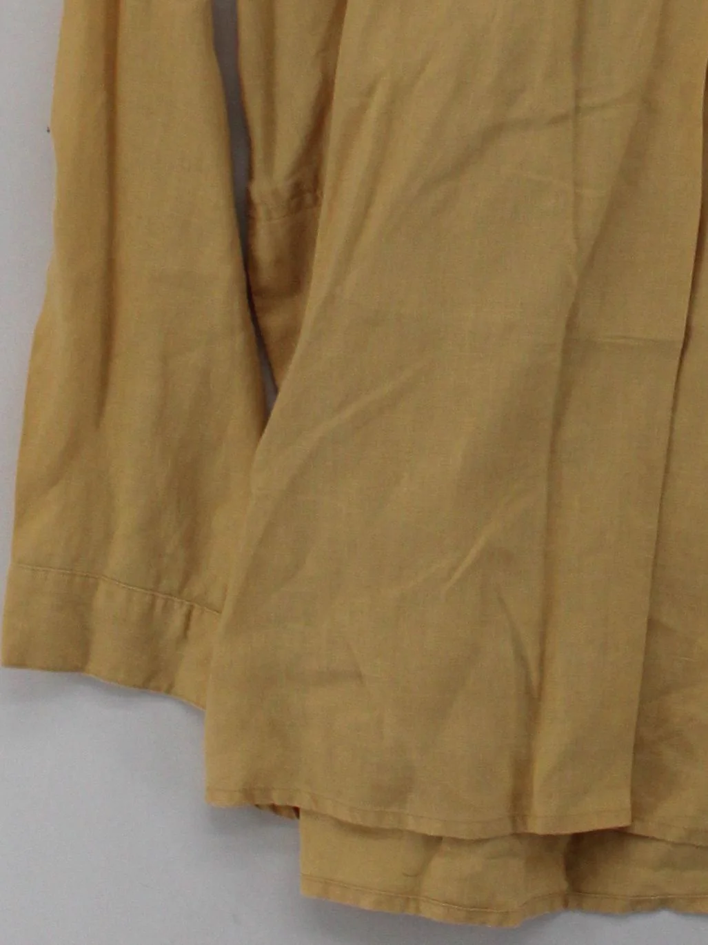 Fat Face Women's Shirt UK 14 Yellow 100% Linen Long Sleeve V-Neck Basic - Image 4