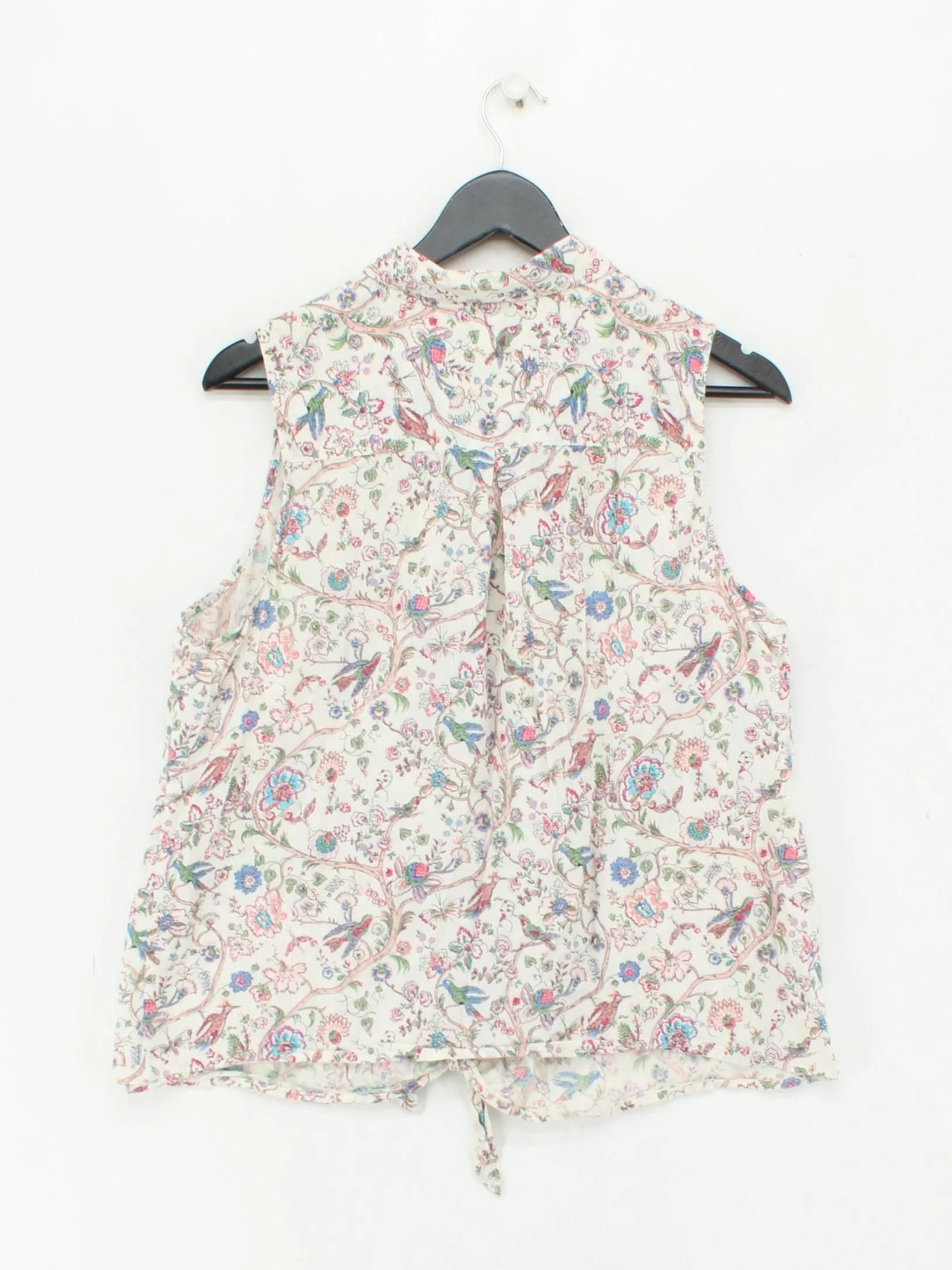 Fat Face Women's Shirt UK 16 Cream Floral 100% Cotton Sleeveless Collared Basic - Image 2
