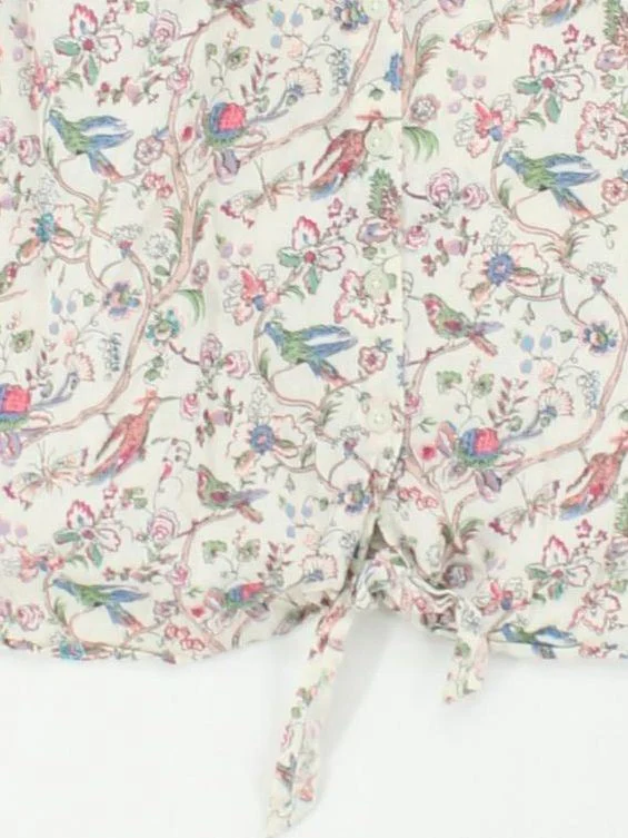 Fat Face Women's Shirt UK 16 Cream Floral 100% Cotton Sleeveless Collared Basic - Image 4