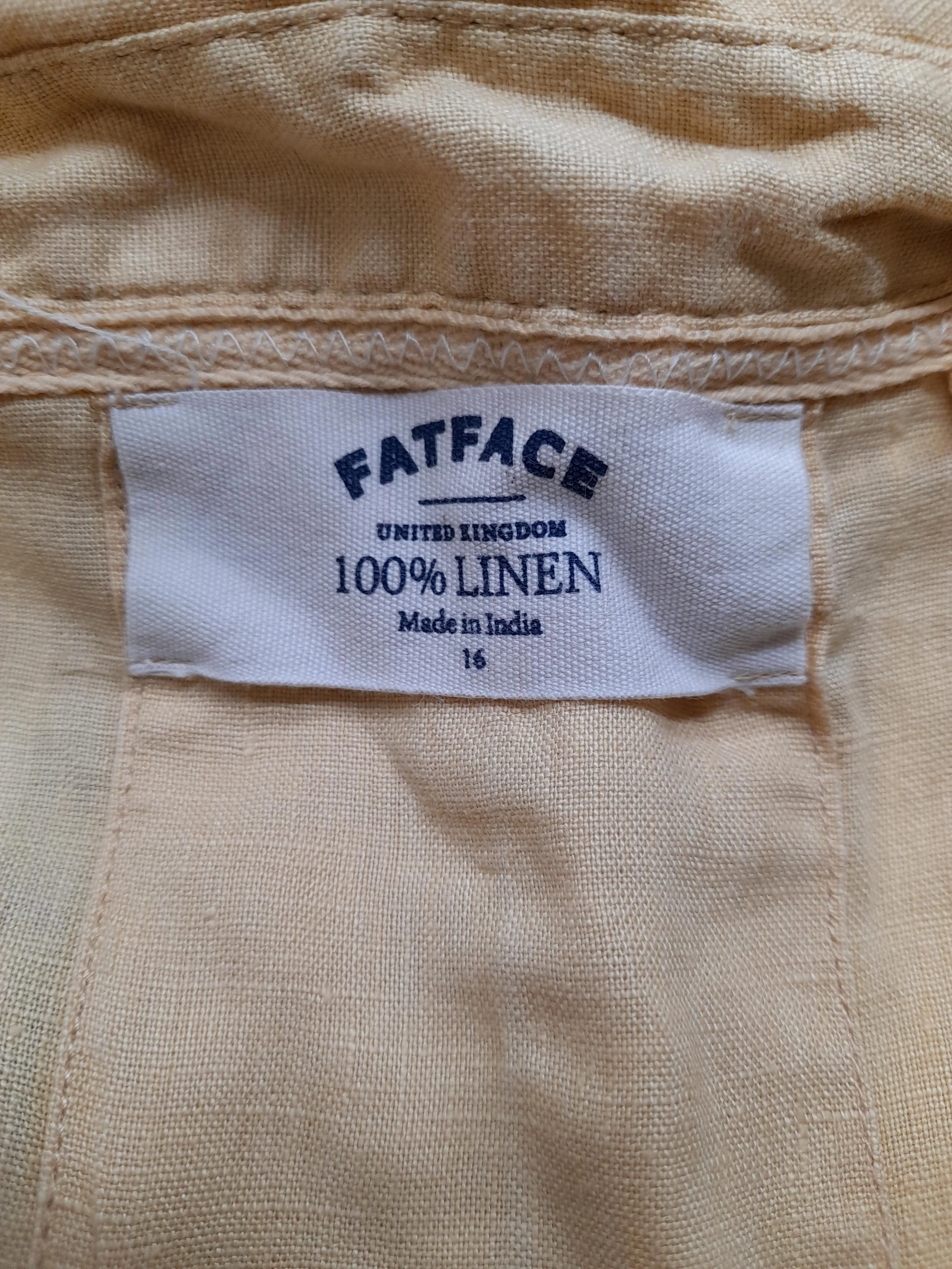 Fat Face Women's Shirt UK 16 Yellow 100% Linen Long Sleeve Collared Basic - Image 6
