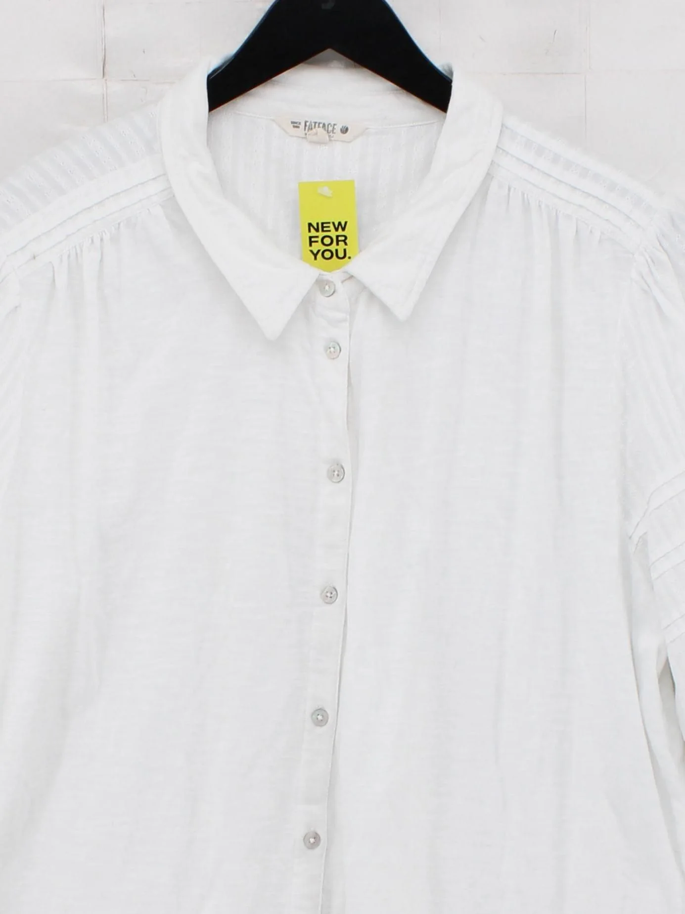 Fat Face Women's Shirt UK 20 White 100% Cotton Short Sleeve Collared Basic - Image 3