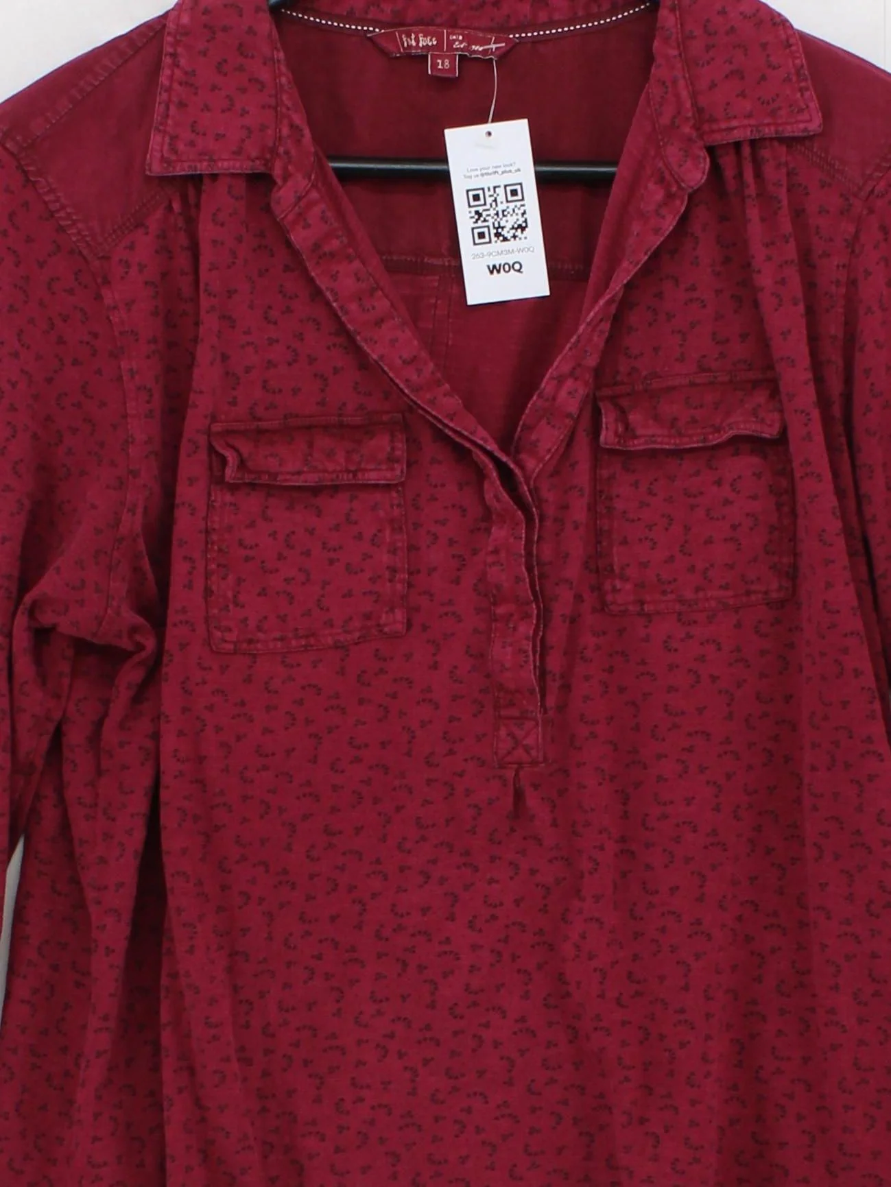 Fat Face Women's Shirt XL Red 100% Cotton Long Sleeve Collared Basic - Image 3