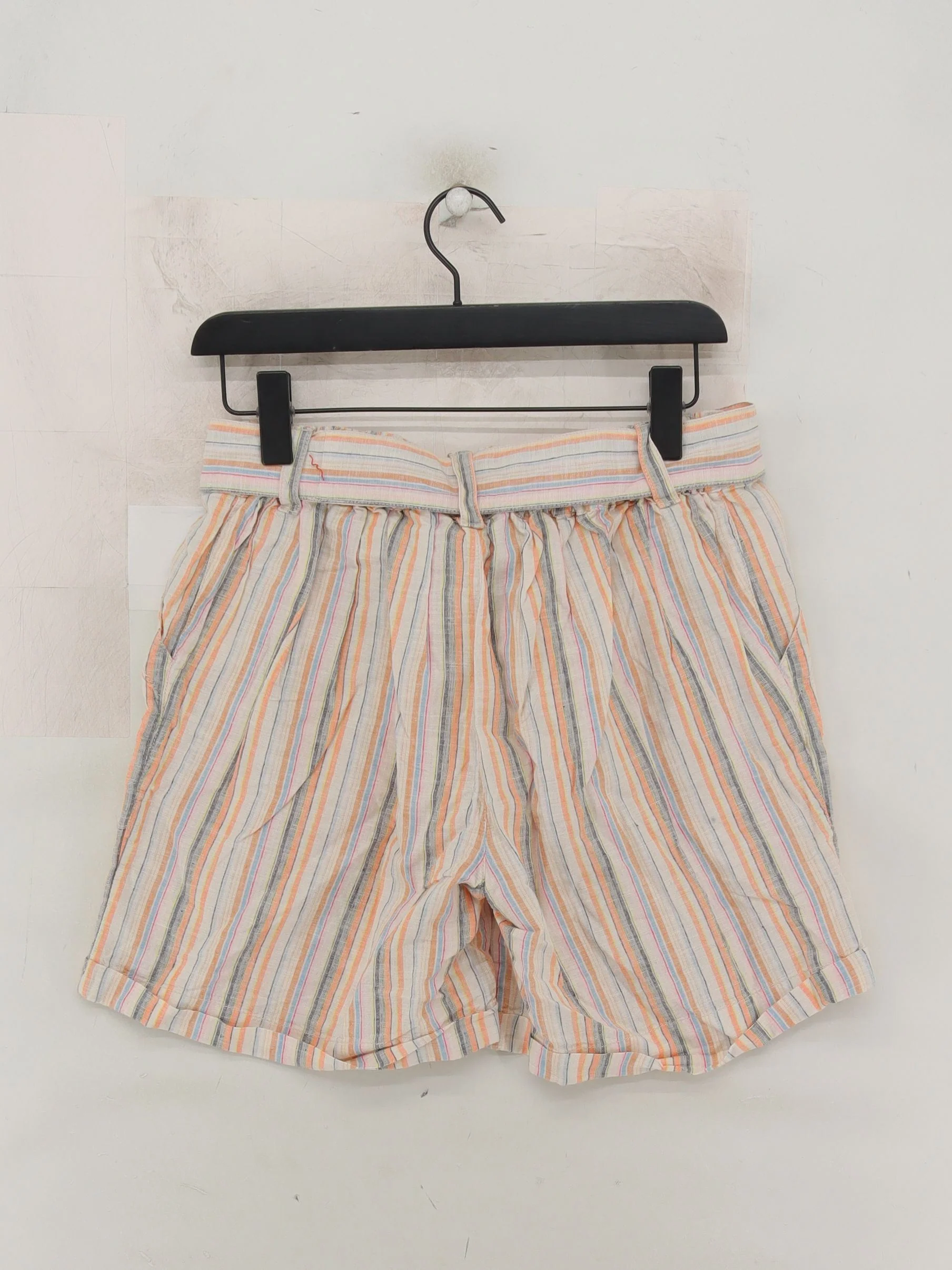 Fat Face Women's Shorts UK 12 Multi Striped Linen with Cotton Paperbag - Image 2
