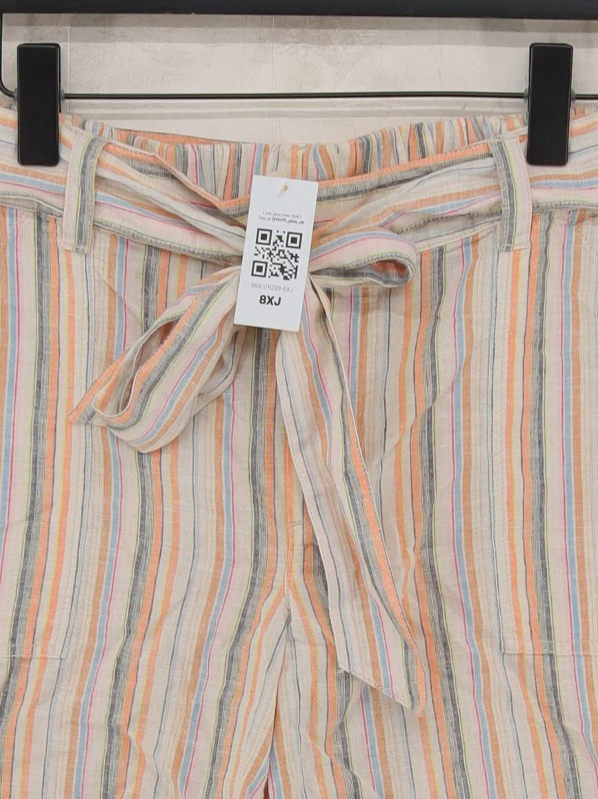 Fat Face Women's Shorts UK 12 Multi Striped Linen with Cotton Paperbag - Image 3