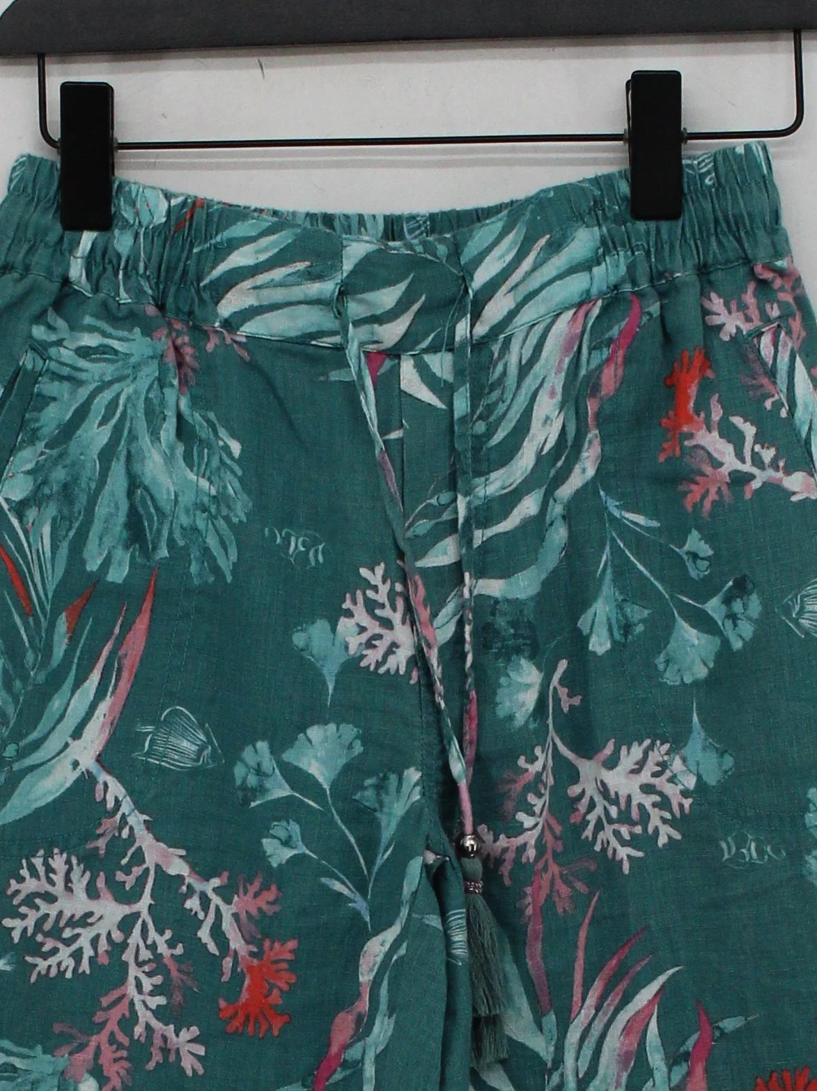 Fat Face Women's Sports Bottoms UK 8 Green Floral 100% Linen Tapered Sweatpants - Image 3