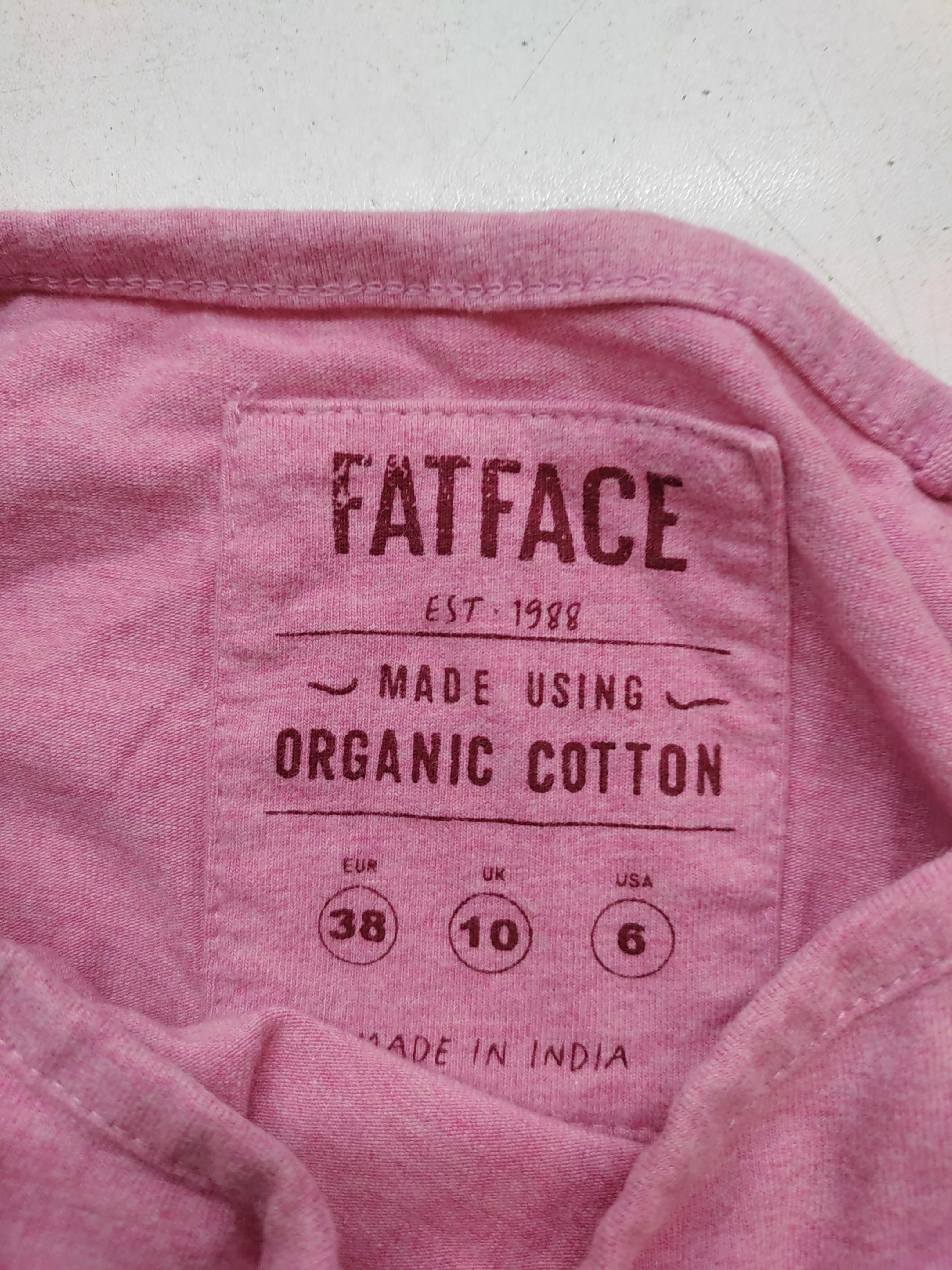 Fat Face Women's T-Shirt UK 10 Pink Cotton with Elastane Basic - Image 5