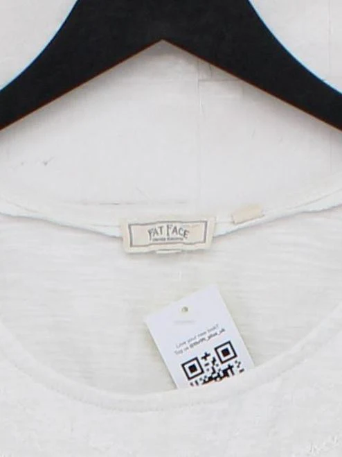 Fat Face Women's T-Shirt UK 10 White Cotton with Lyocell Modal, Polyester Basic - Image 3