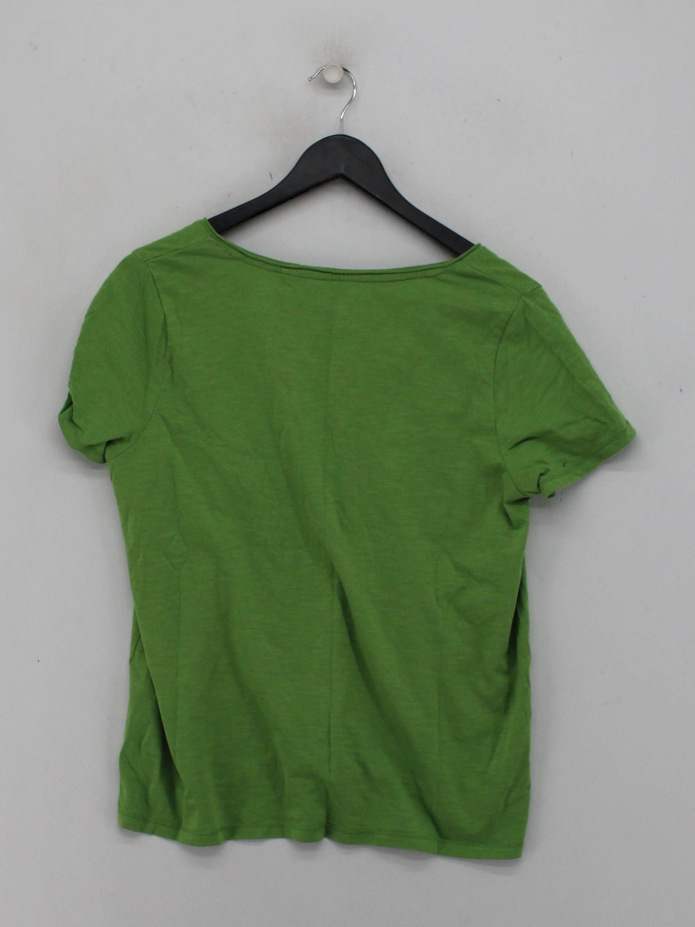Fat Face Women's T-Shirt UK 12 Green 100% Cotton Short Sleeve V-Neck Basic - Image 2