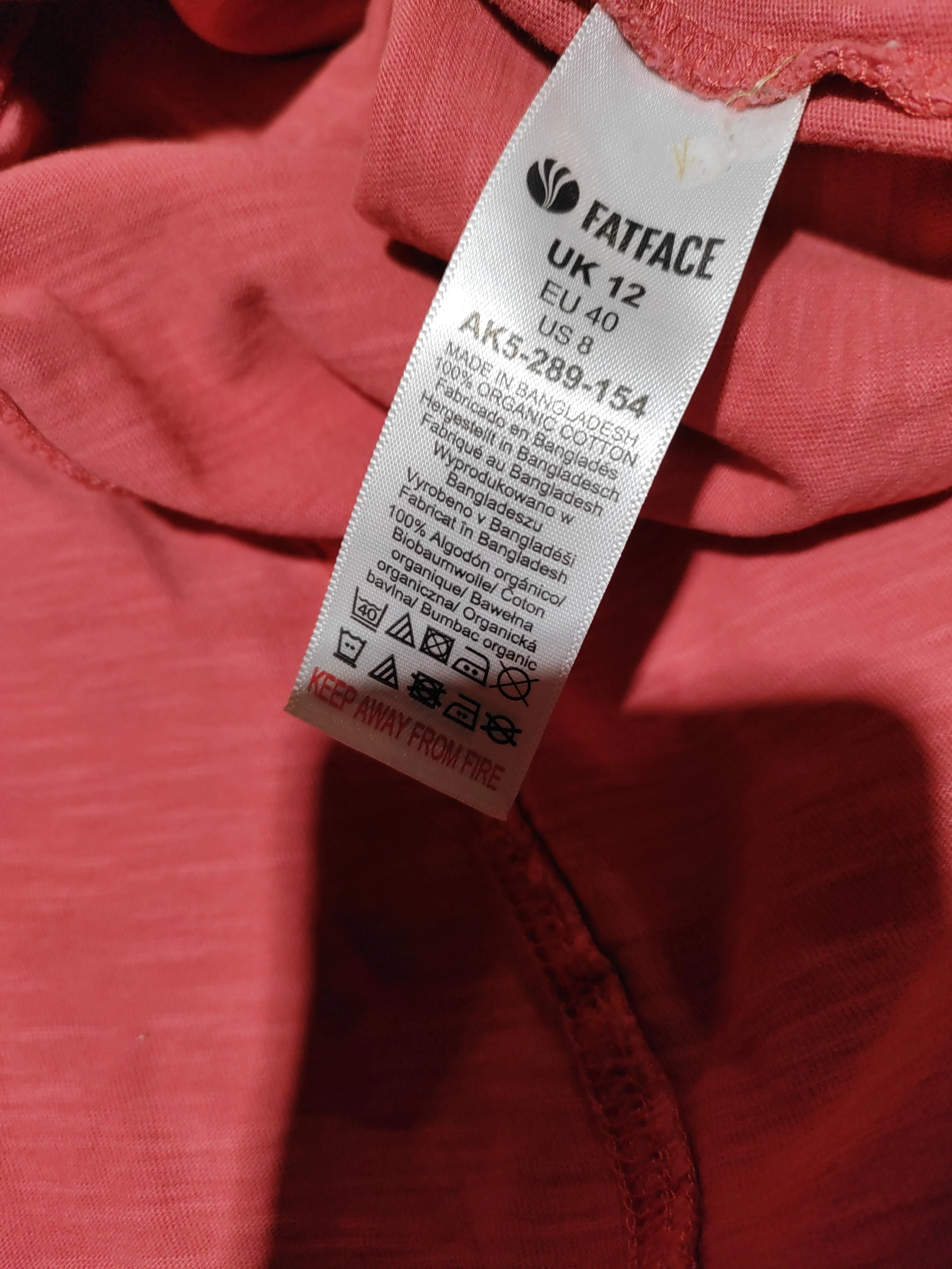 Fat Face Women's T-Shirt UK 12 Red 100% Cotton Sleeveless Round Neck Basic - Image 6
