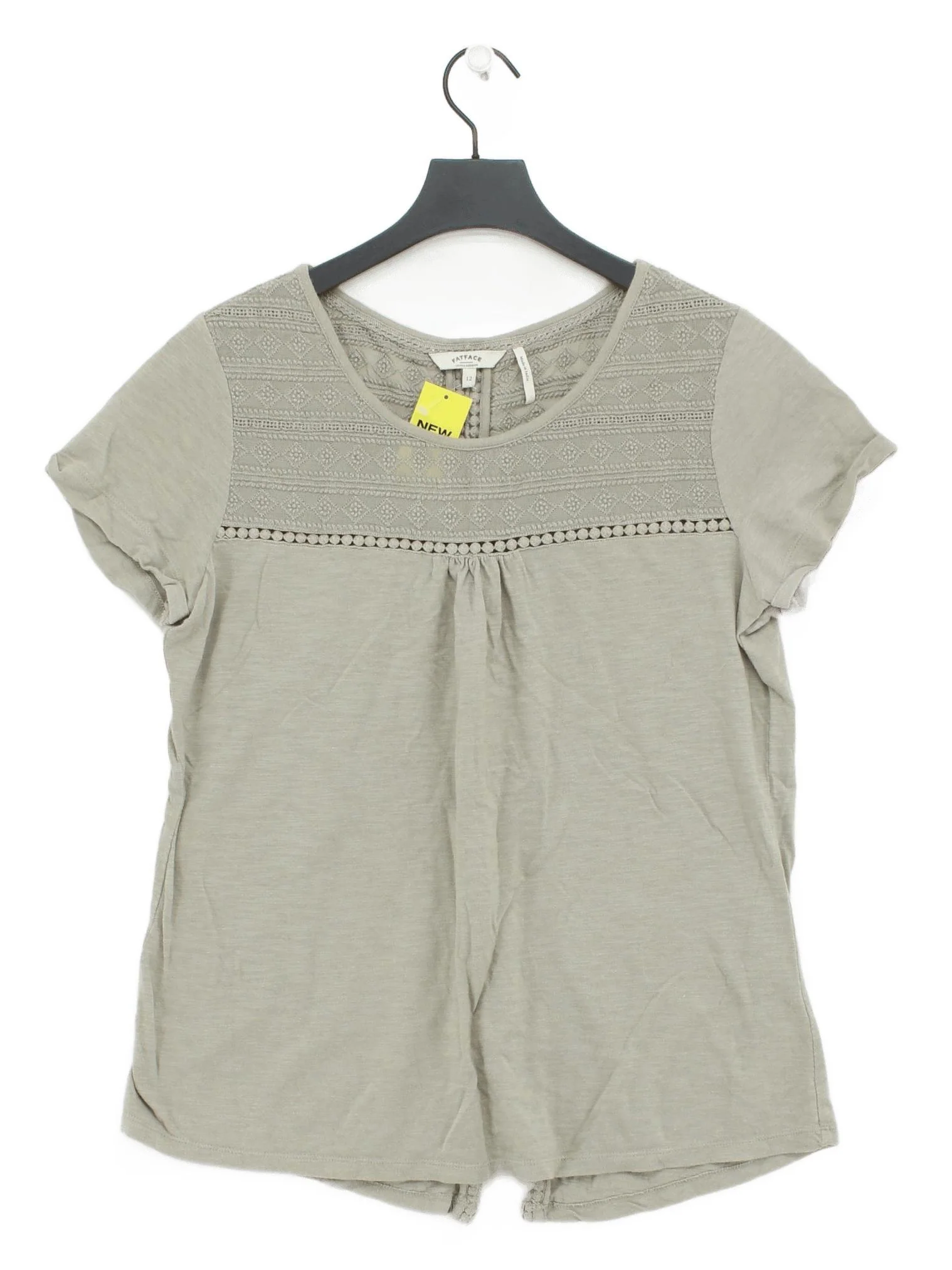 Fat Face Women's T-Shirt UK 12 Tan Cotton with Viscose, Polyester Basic