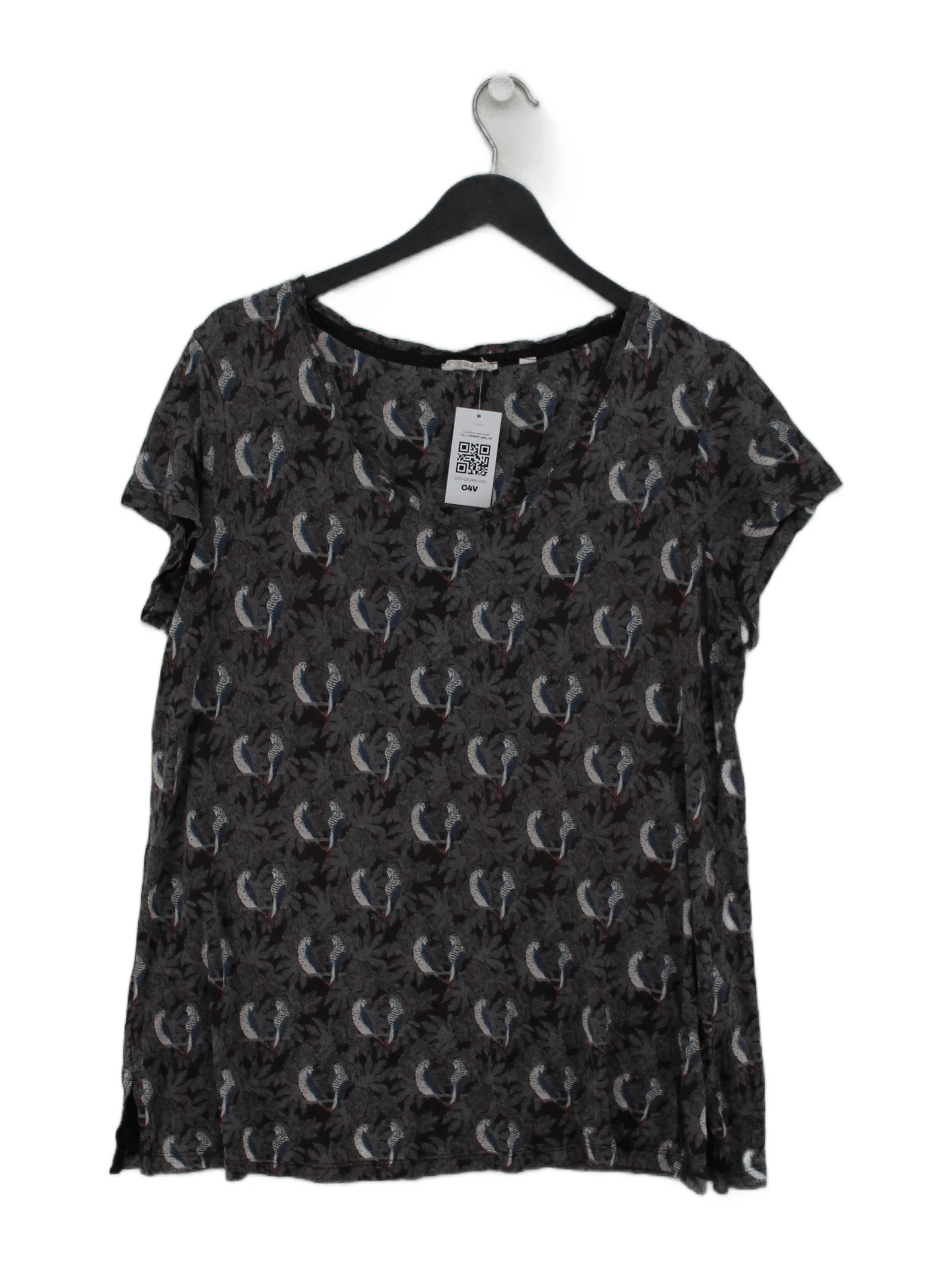 Fat Face Women's T-Shirt UK 14 Grey 100% Viscose Basic