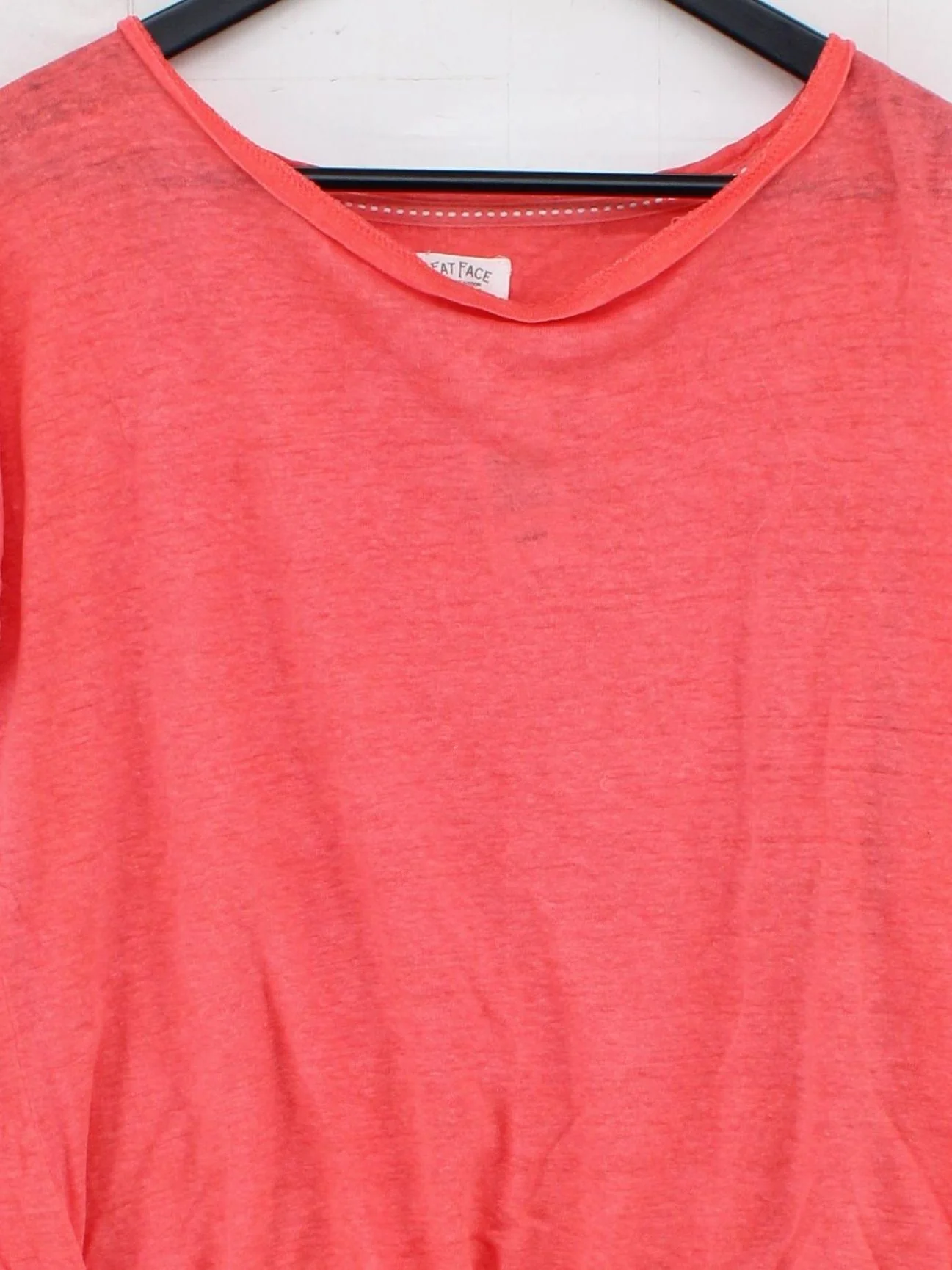 Fat Face Women's T-Shirt UK 14 Red 100% Linen Short Sleeve Round Neck Basic - Image 3