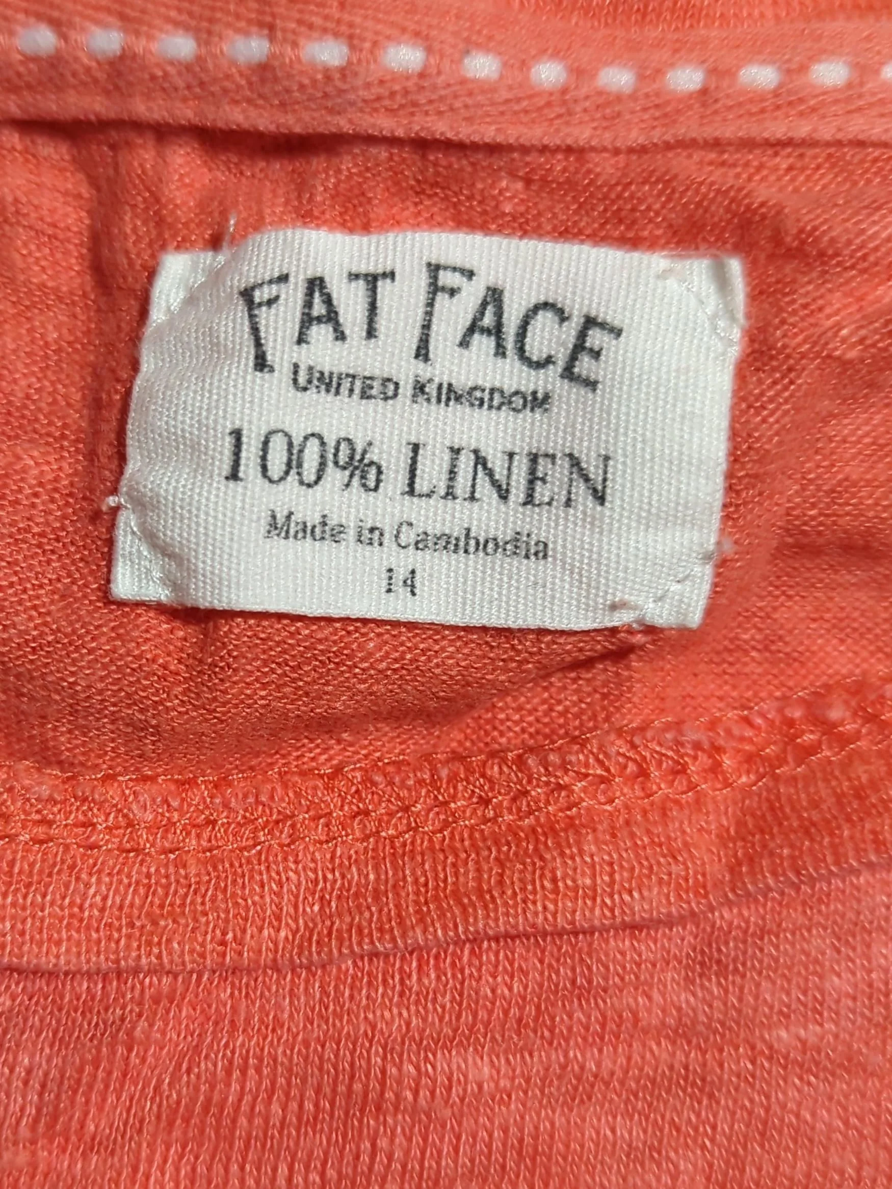 Fat Face Women's T-Shirt UK 14 Red 100% Linen Short Sleeve Round Neck Basic - Image 5