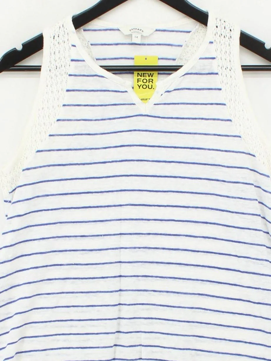 Fat Face Women's T-Shirt UK 14 White 100% Linen Basic - Image 3