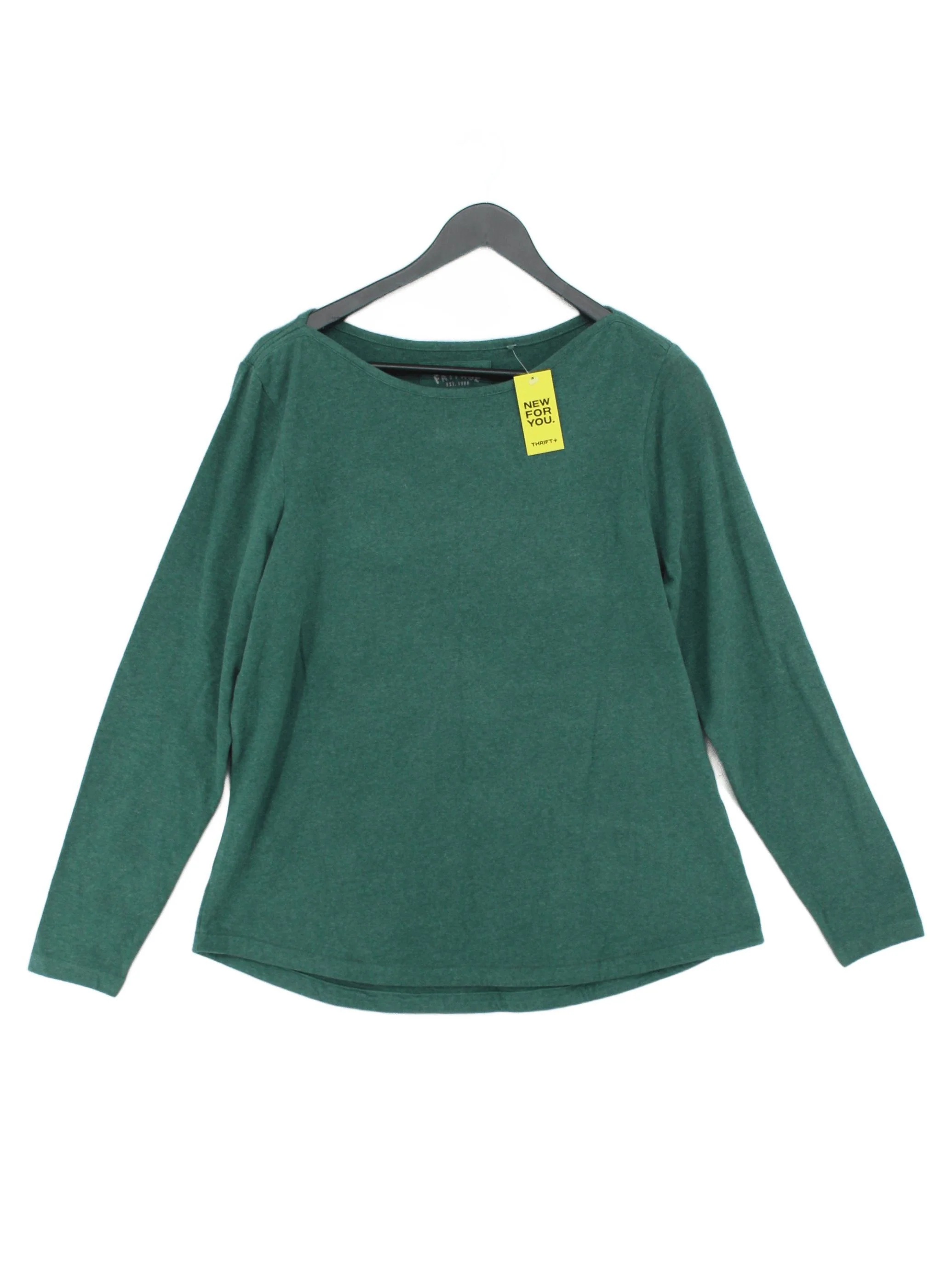 Fat Face Women's T-Shirt UK 16 Green Cotton with Elastane Basic